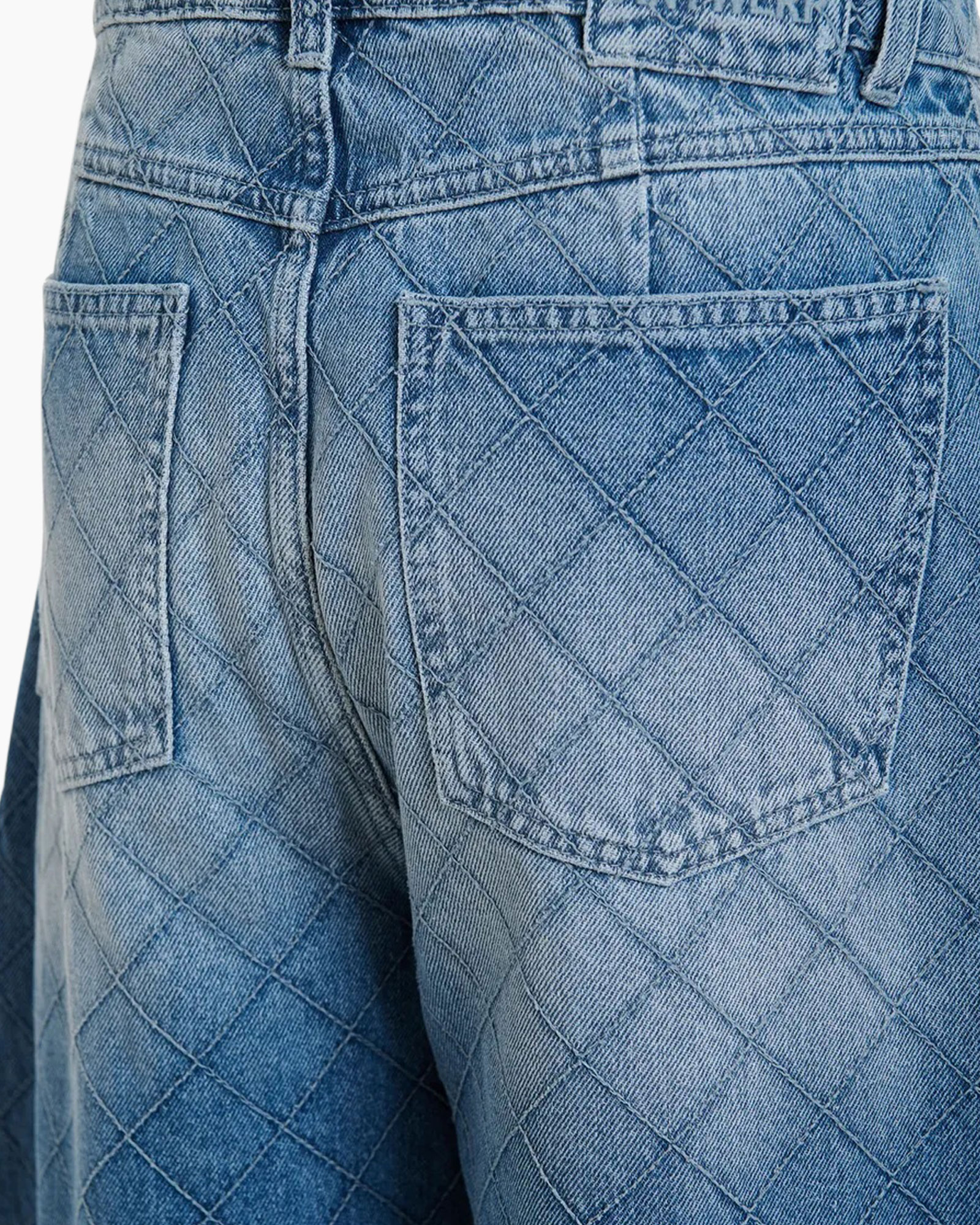 denim, spijkerbroek, gequilt, achterzak, textuur