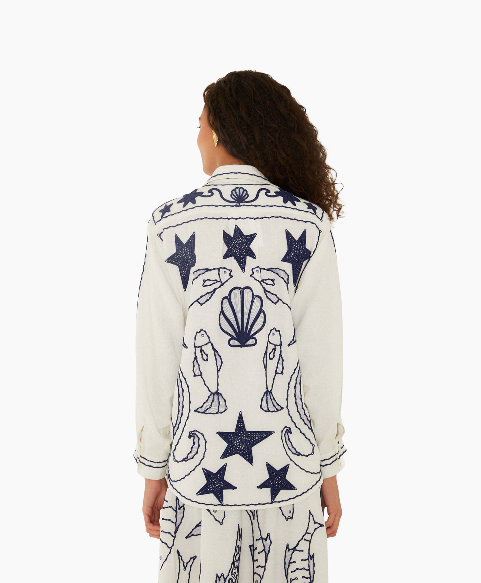 hemd, knopenhemd, geprint, marineblauw, sterren