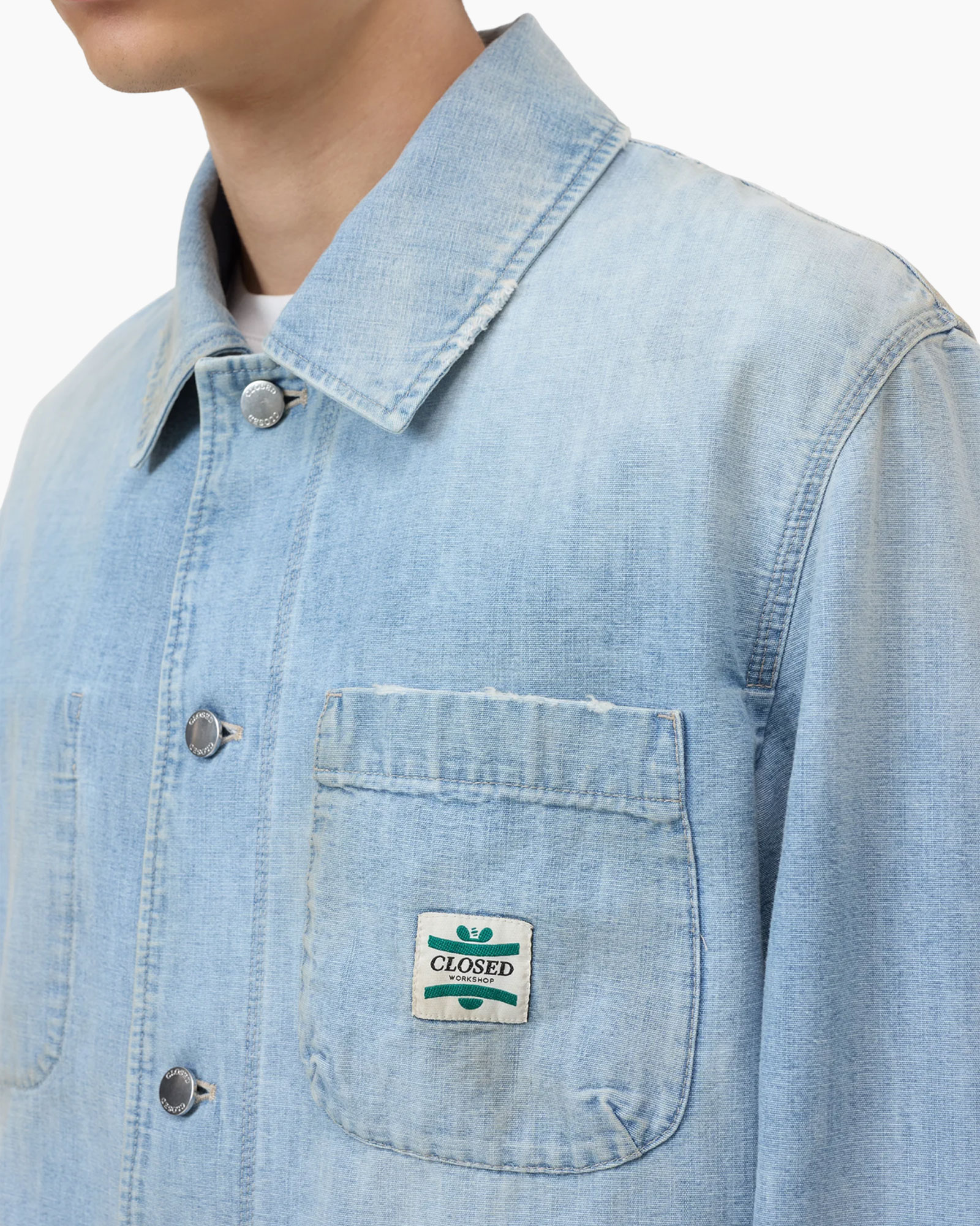 -denim, jasje van denim, zak, kraag, knopen