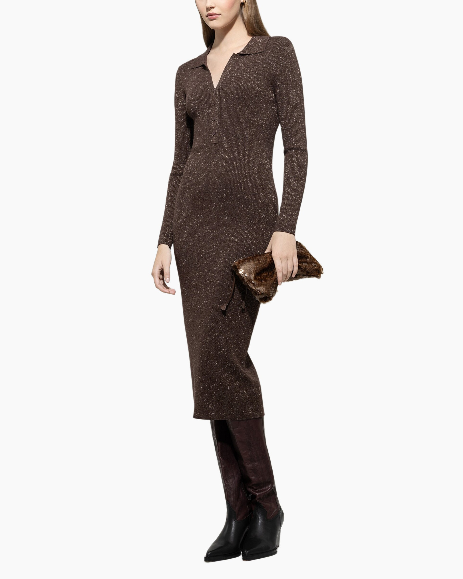 Jurk 728842/5933-0 midden bruin