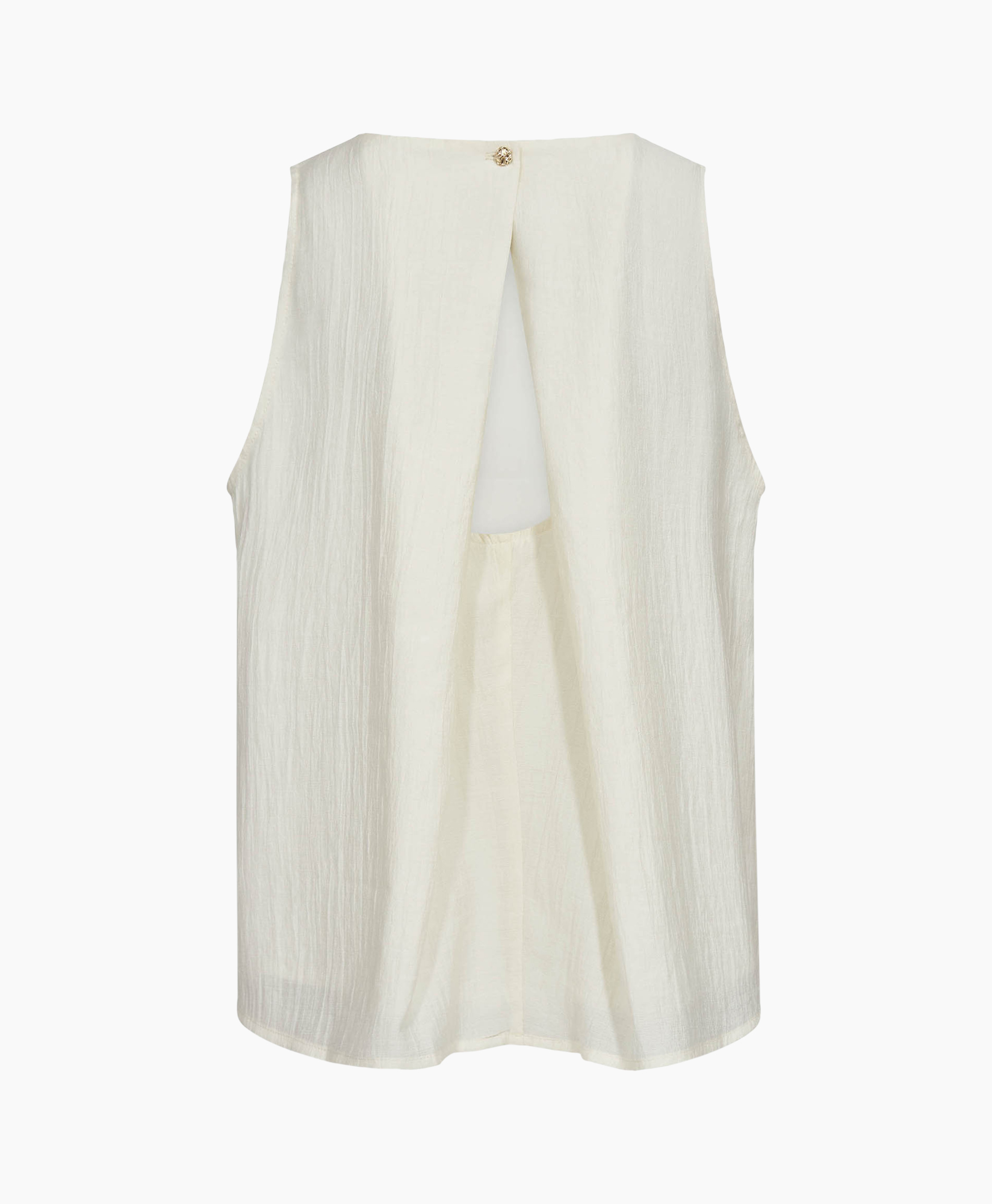 tanktop, zonder mouw, linnen, crème, effen kleur