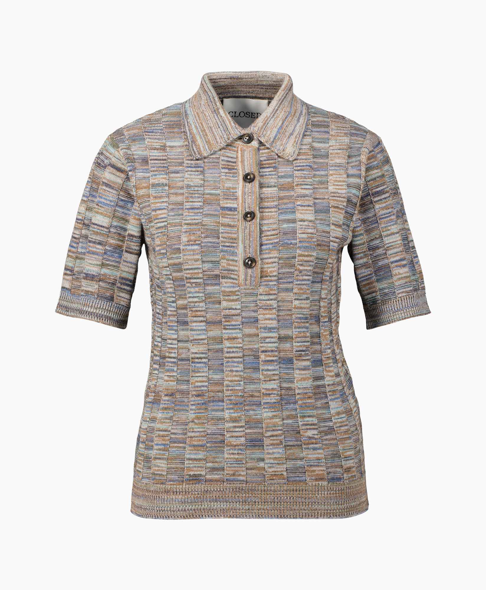 Closed Pullover Polo Short Sleeve Blauw