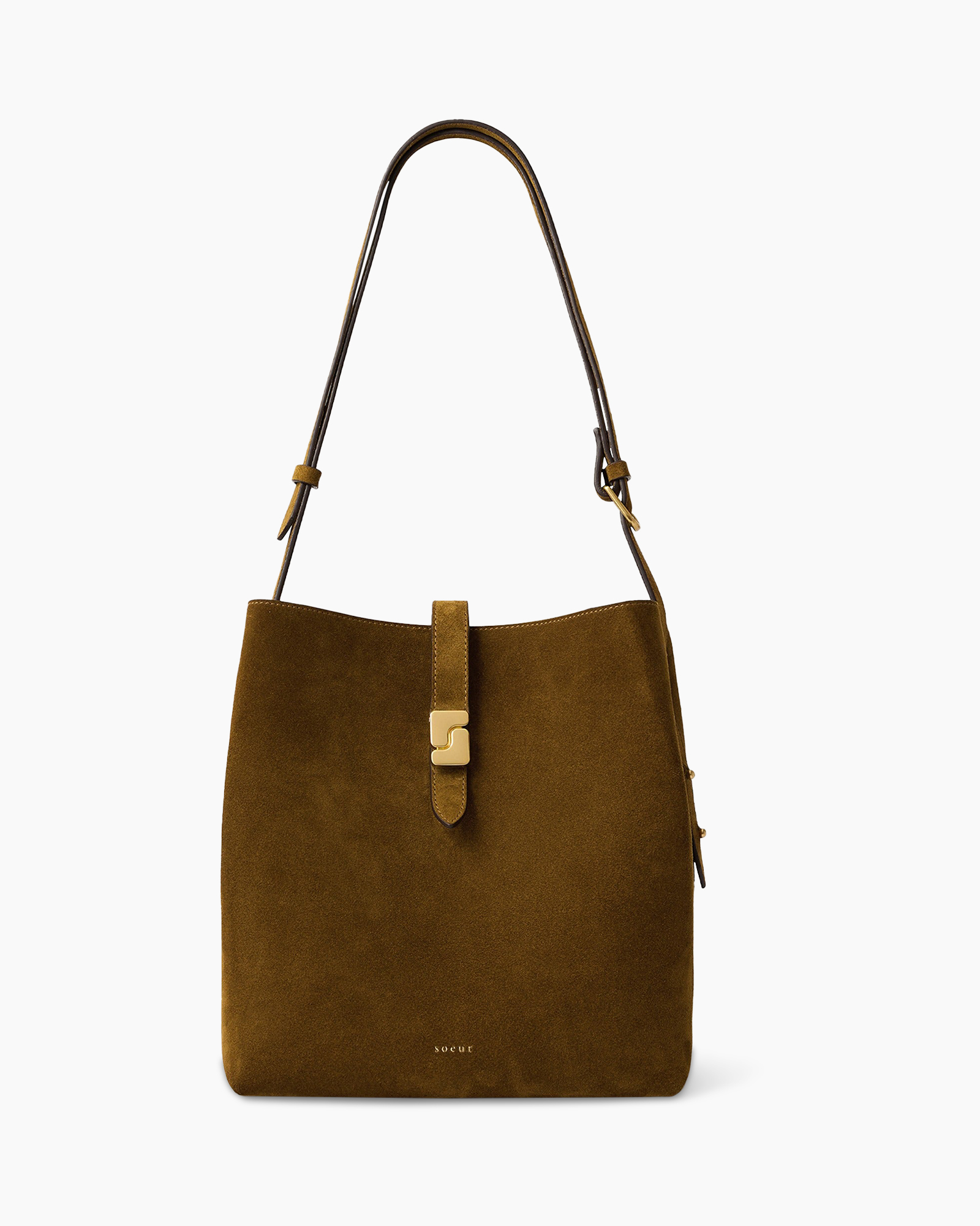 handbag, shoulder bag, suede, brown, gold hardware