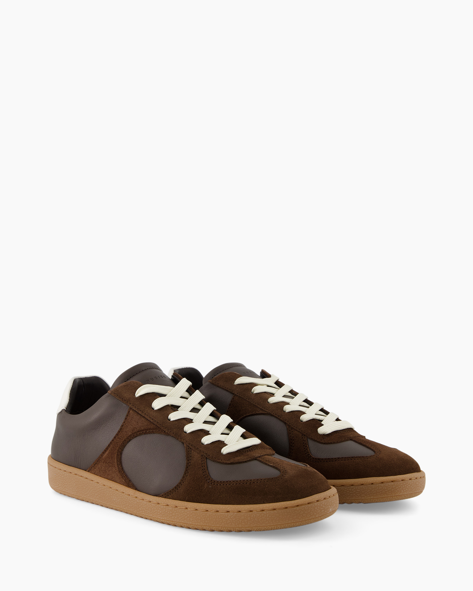 schoen, sneaker, bruin, leer, rubberzool