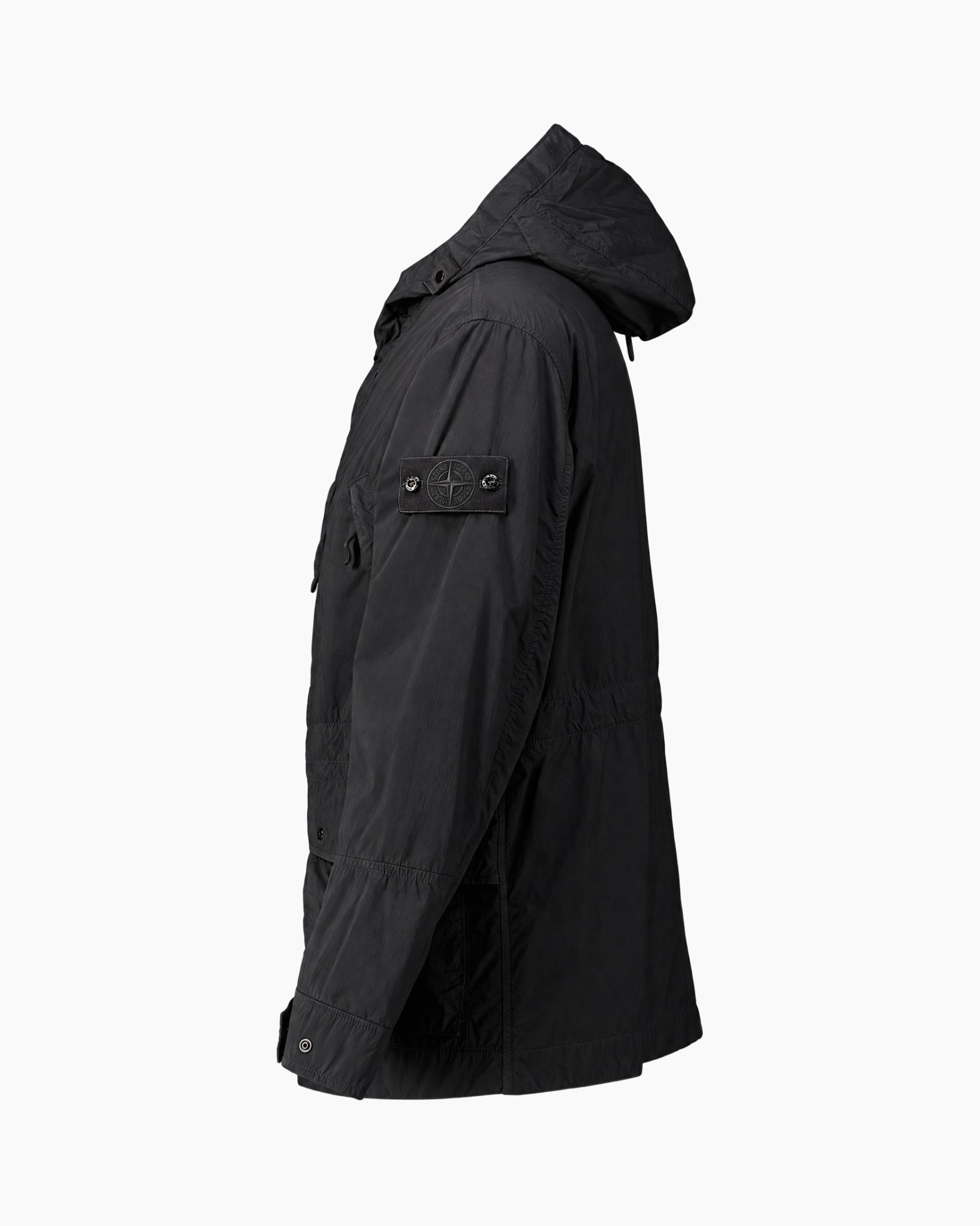 hooded jacke, zwart, parka, arm patch, lange mouwen
