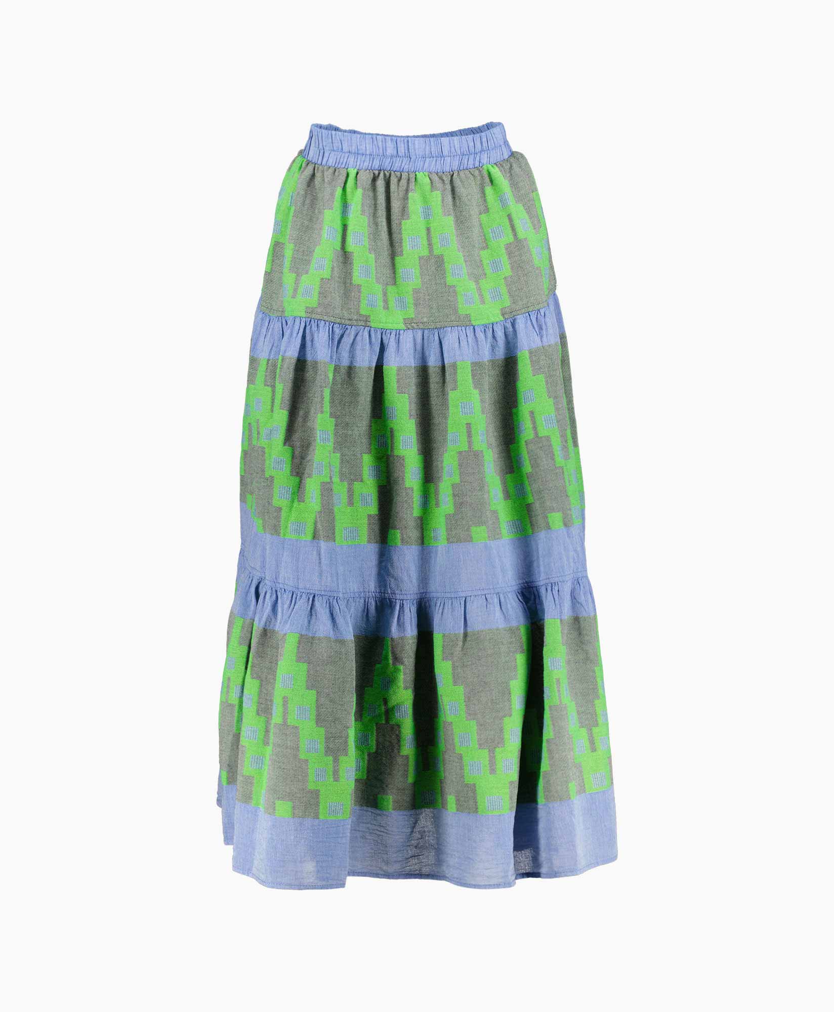 Devotion Maxi Rok Aquamarina Blauw dessin