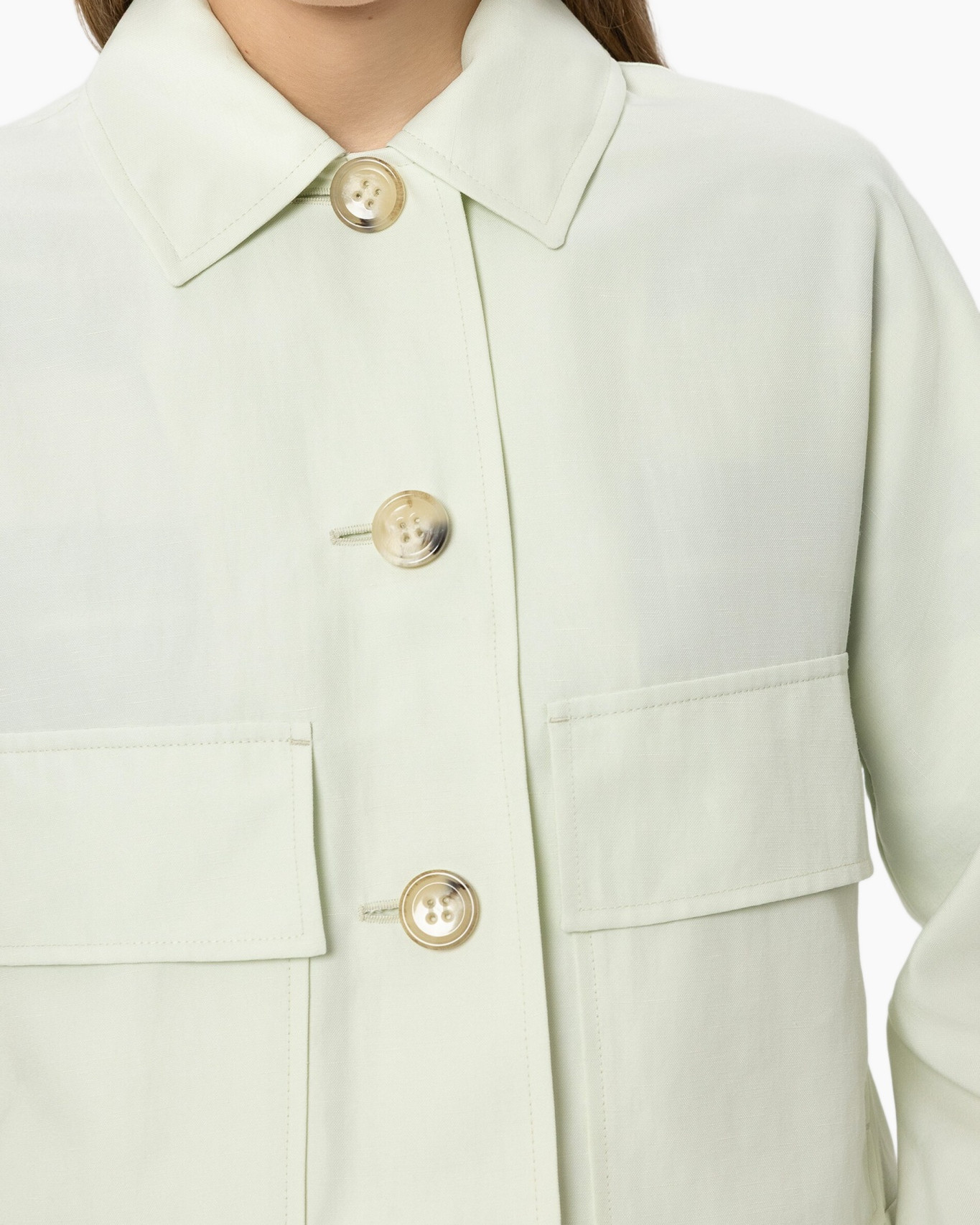 jas, knopen, zakken, kraag, lichtgroen