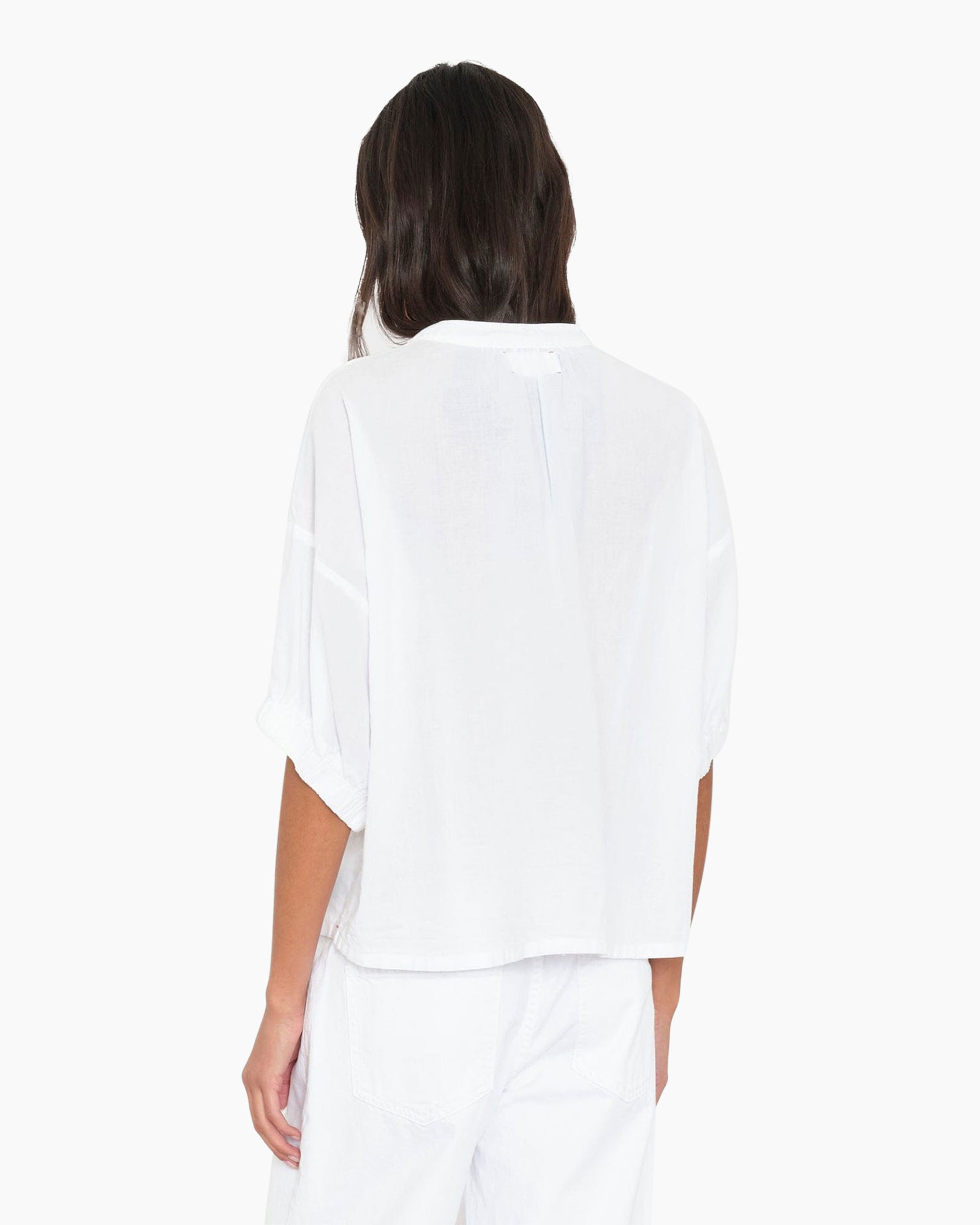 wit, knopen-knoopdown, blouse, losse pasvorm, riem