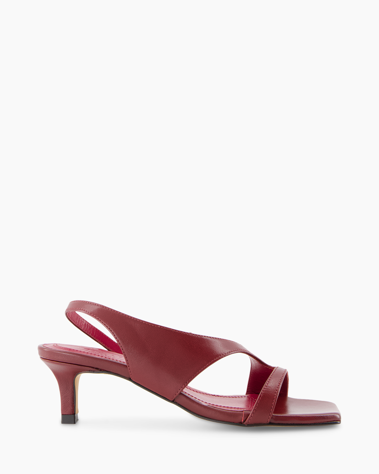 vrouwen, sandalen, mid hoogte hak, burgundy, open teen