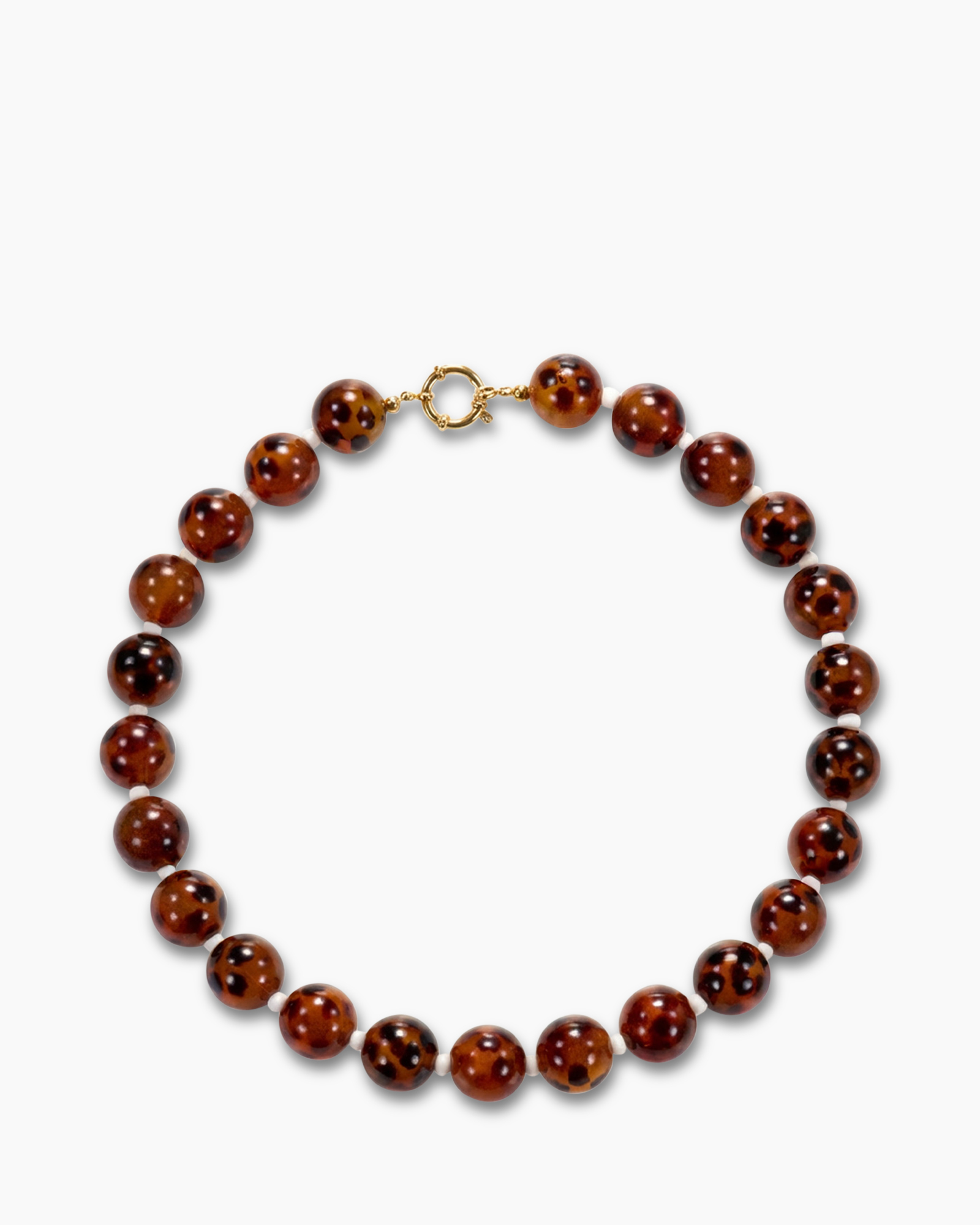 armband, kralen, bruin, schildpadpatroon, gouden sluiting