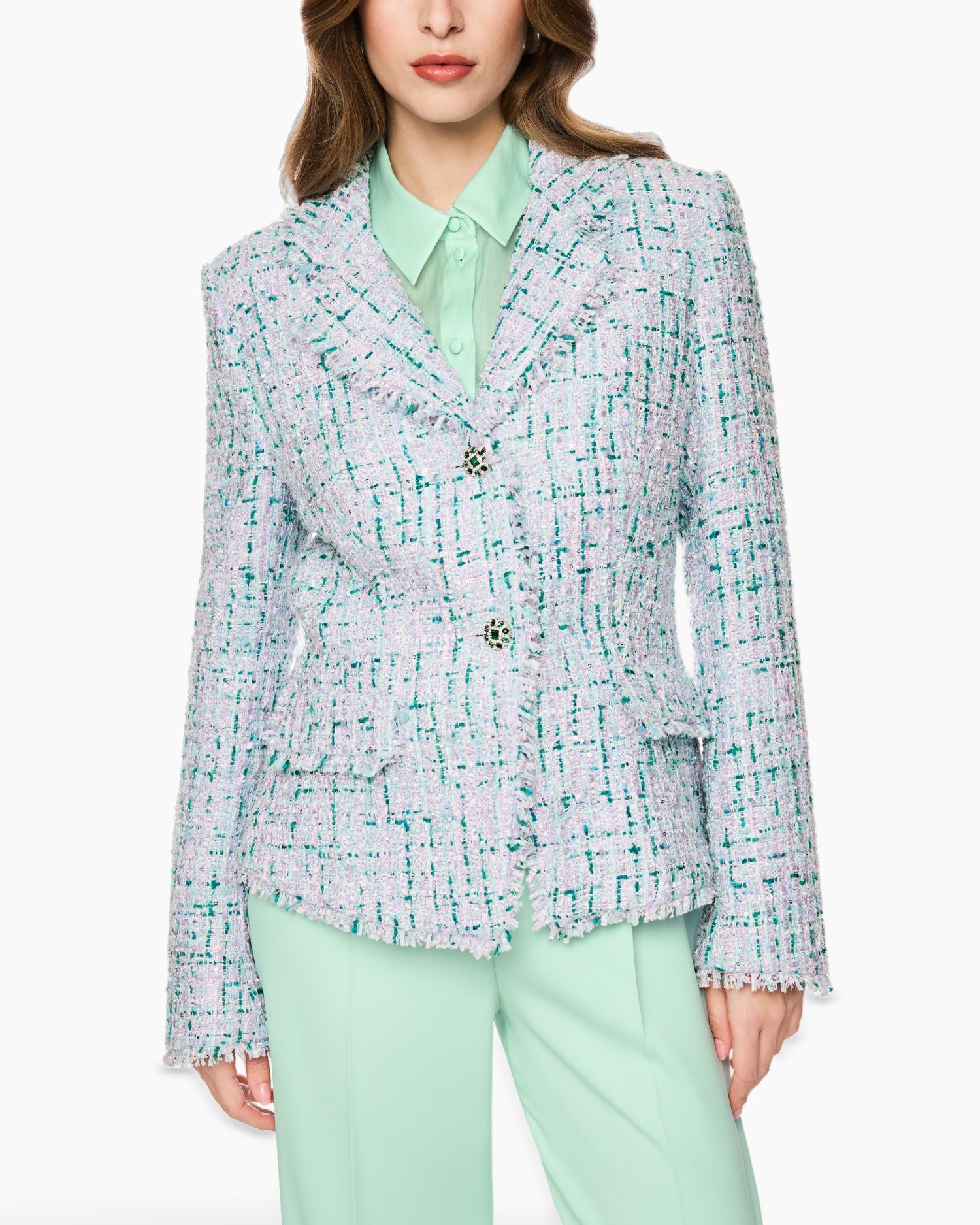 blazer, tweed, langarm, tweed-jasje
