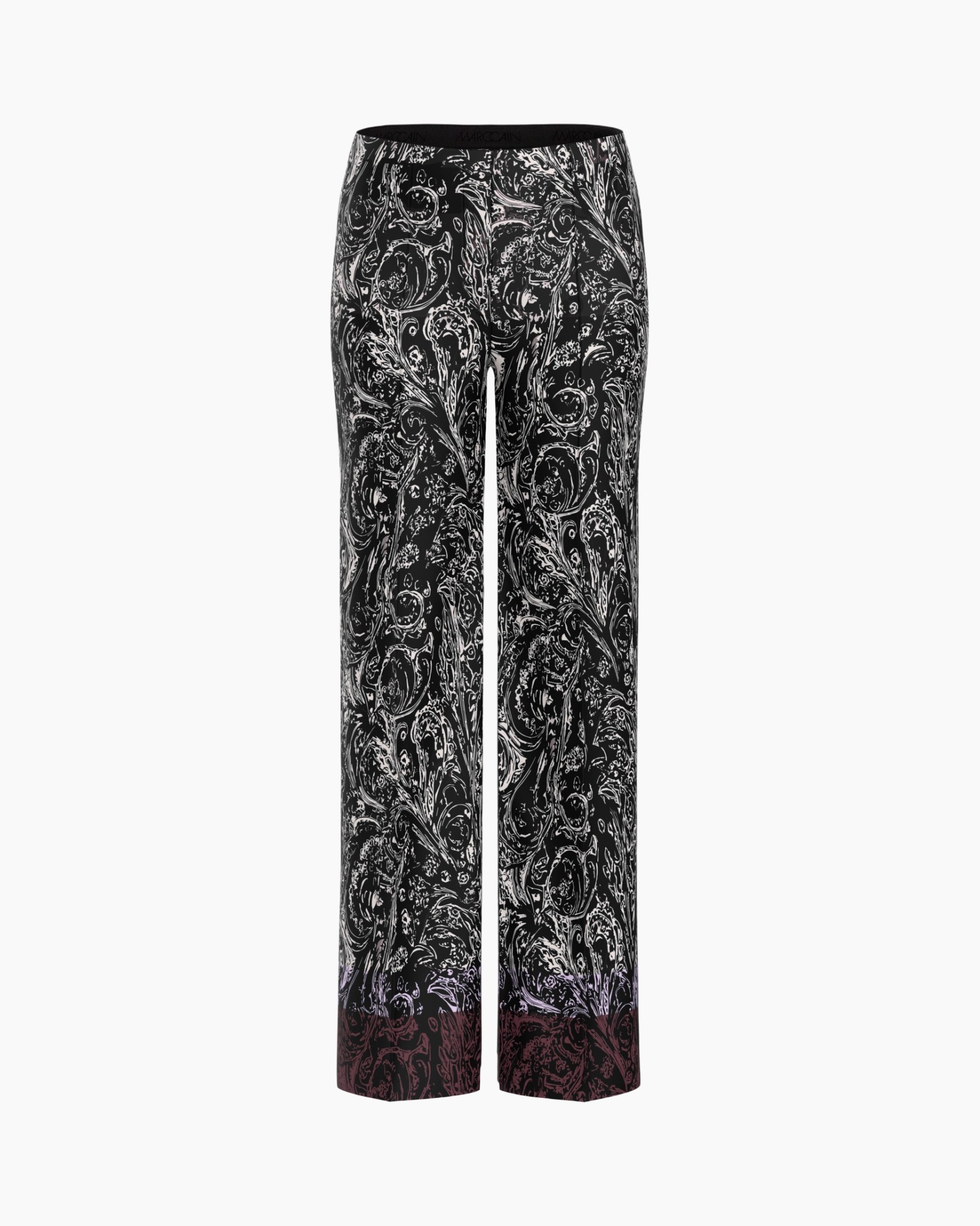 broek, palazzo마, Paisley patroon, zwart, gradiënte zoom