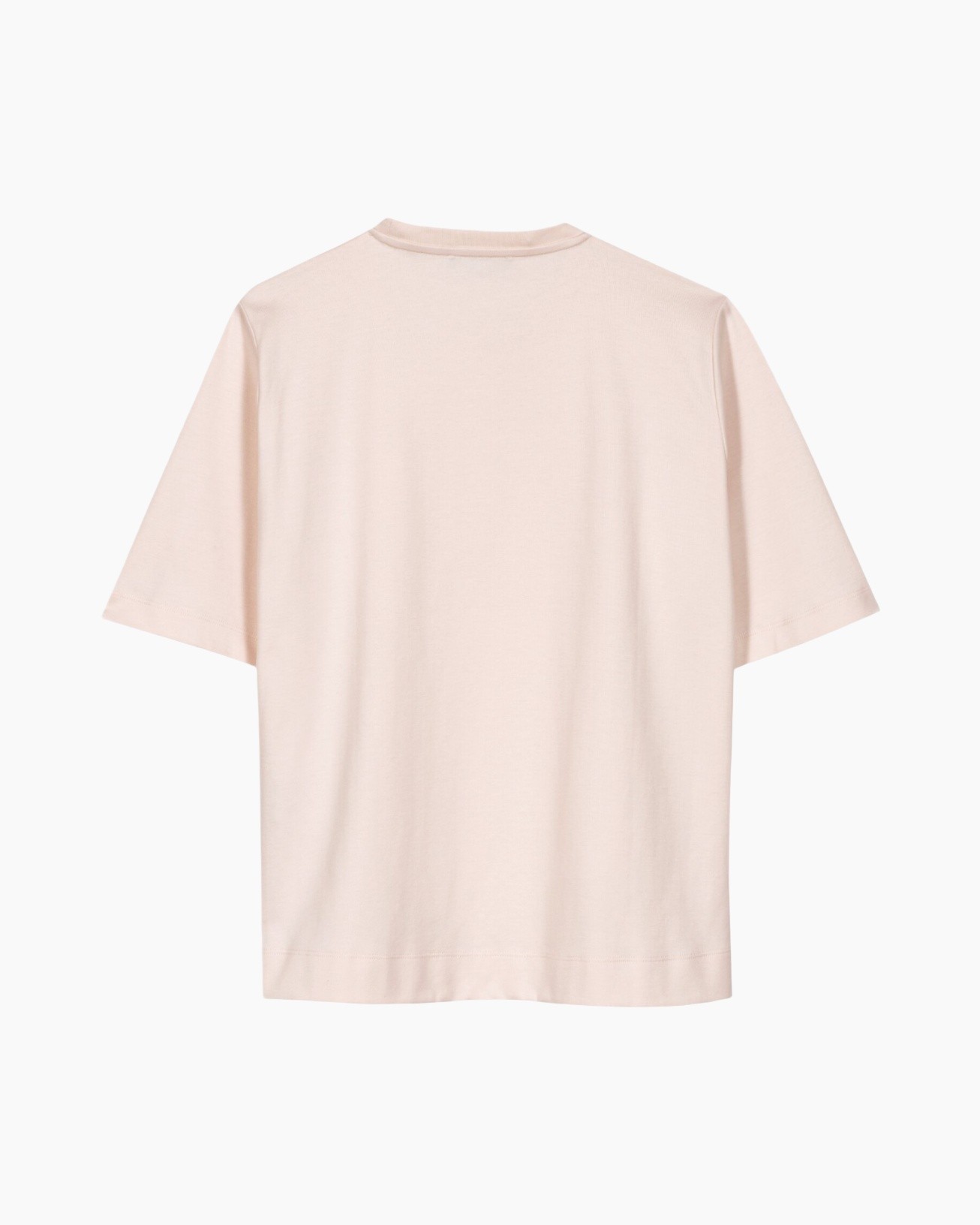 t-shirt, korte mouwen, kraagloze nek, beige, effen kleur