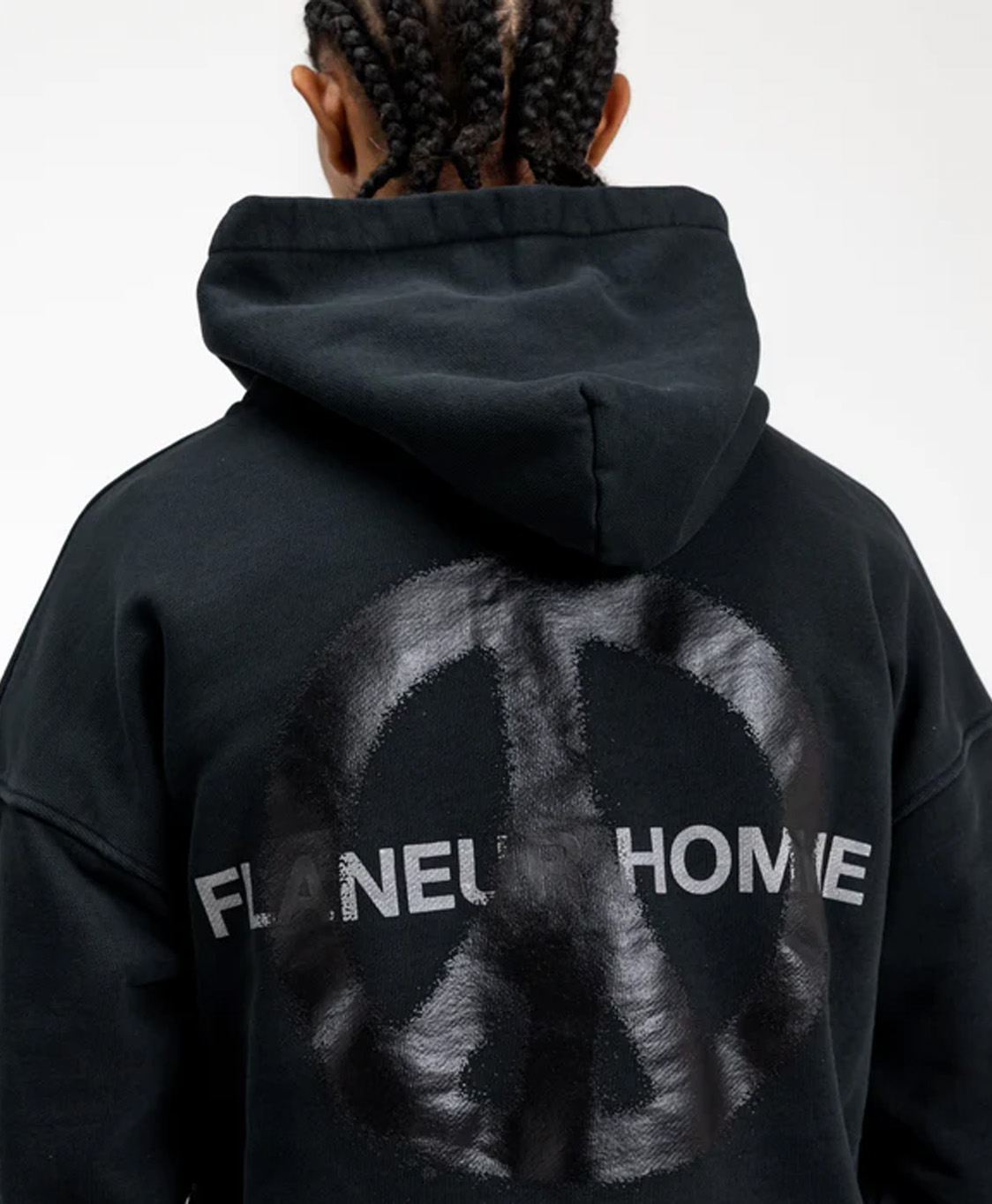 Flaneur Homme Hoodie Peace Hoodie Zwart