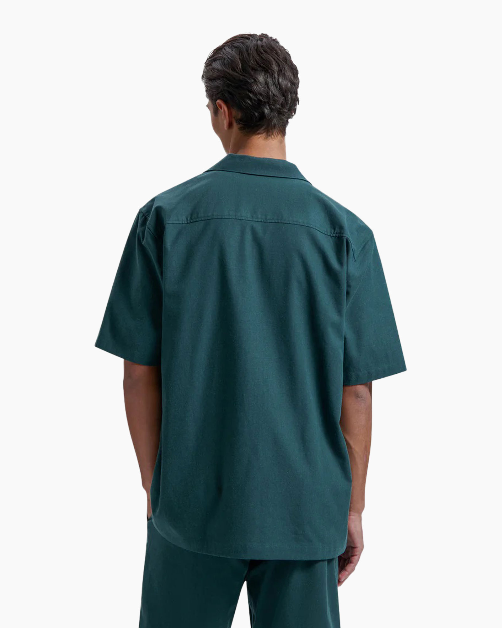 Overhemd Linen Camp Ss Donker Groen