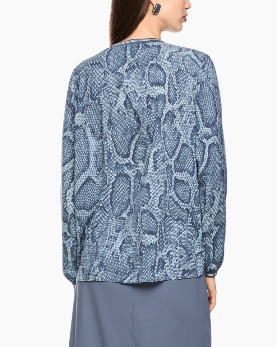 blouse, print snake, v-hals, lange mouwen, trekkoord rok