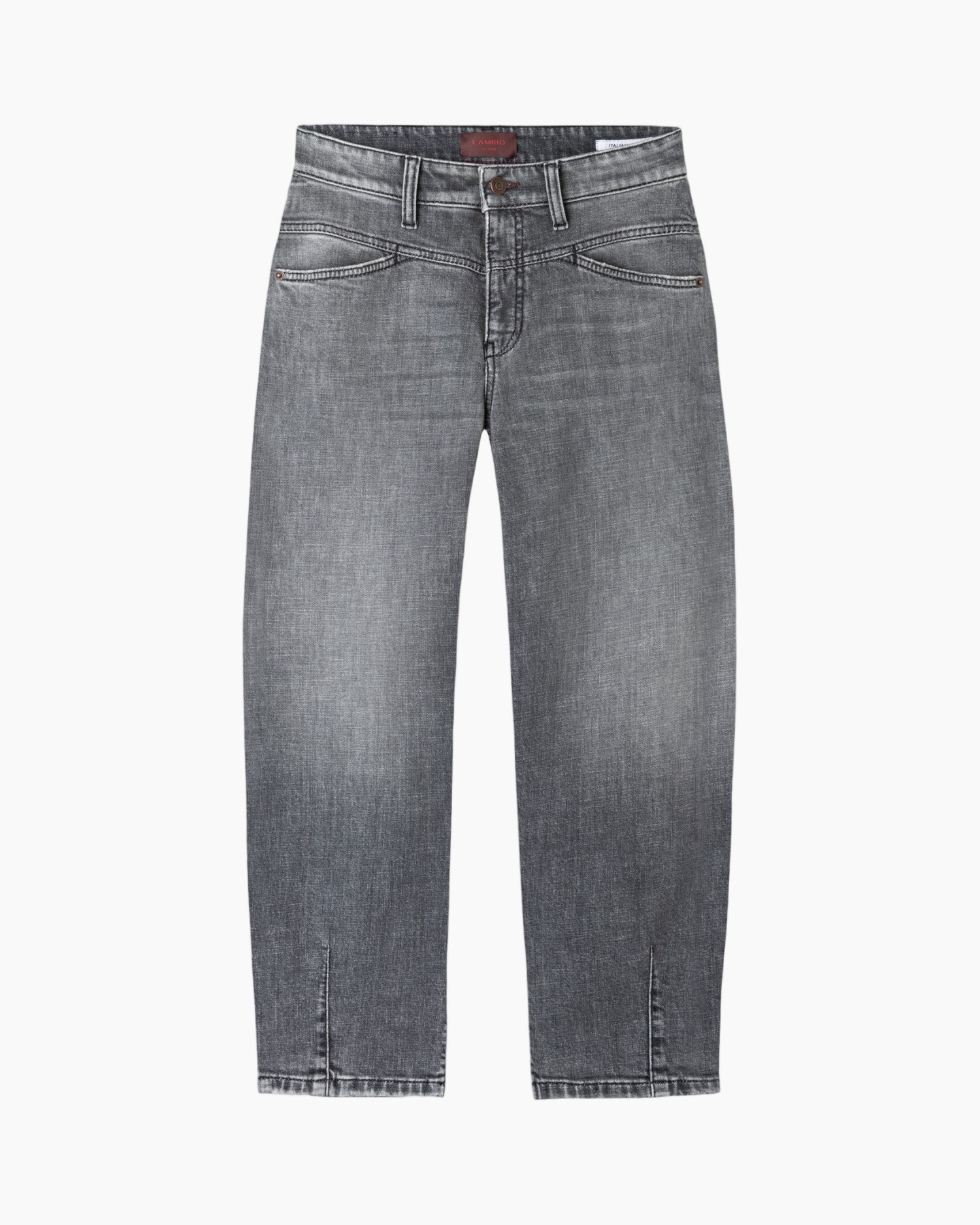 spijkerbroek, grijze denim, rechte pijpen, vijf zakken, gewassen look
