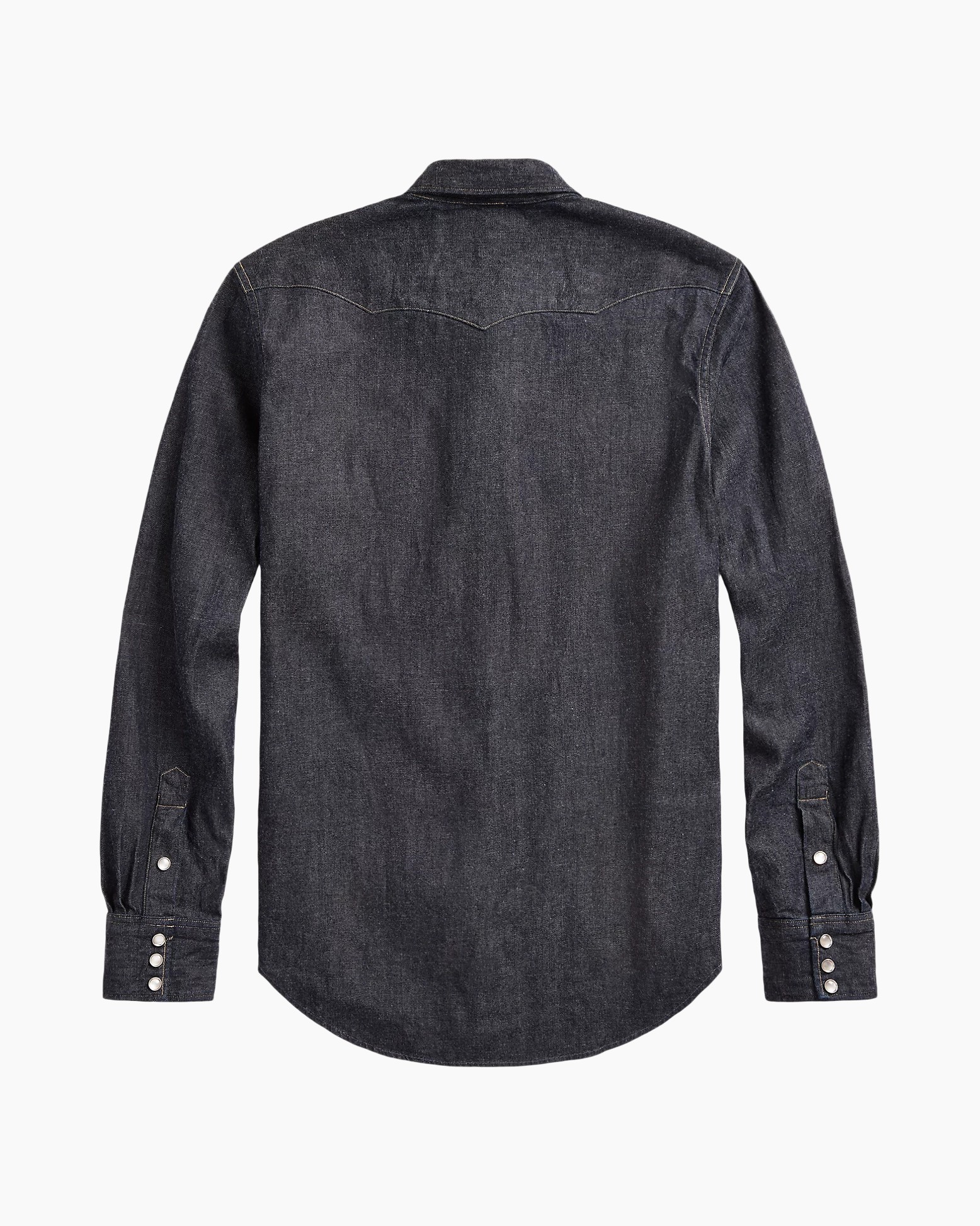 denim shirt, langer mouw, knopsluiting voor, twee borstzakken, stikwerk detail