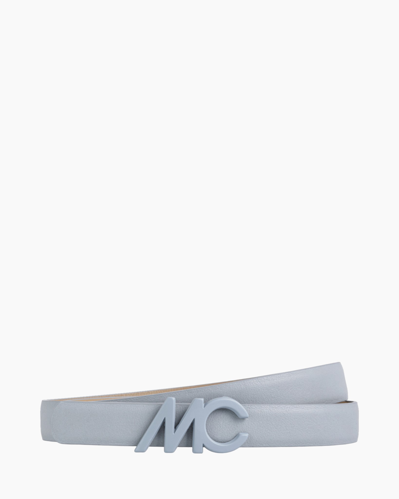 riem, dubbele wrap, lichtblauw, logo sluiting, leer