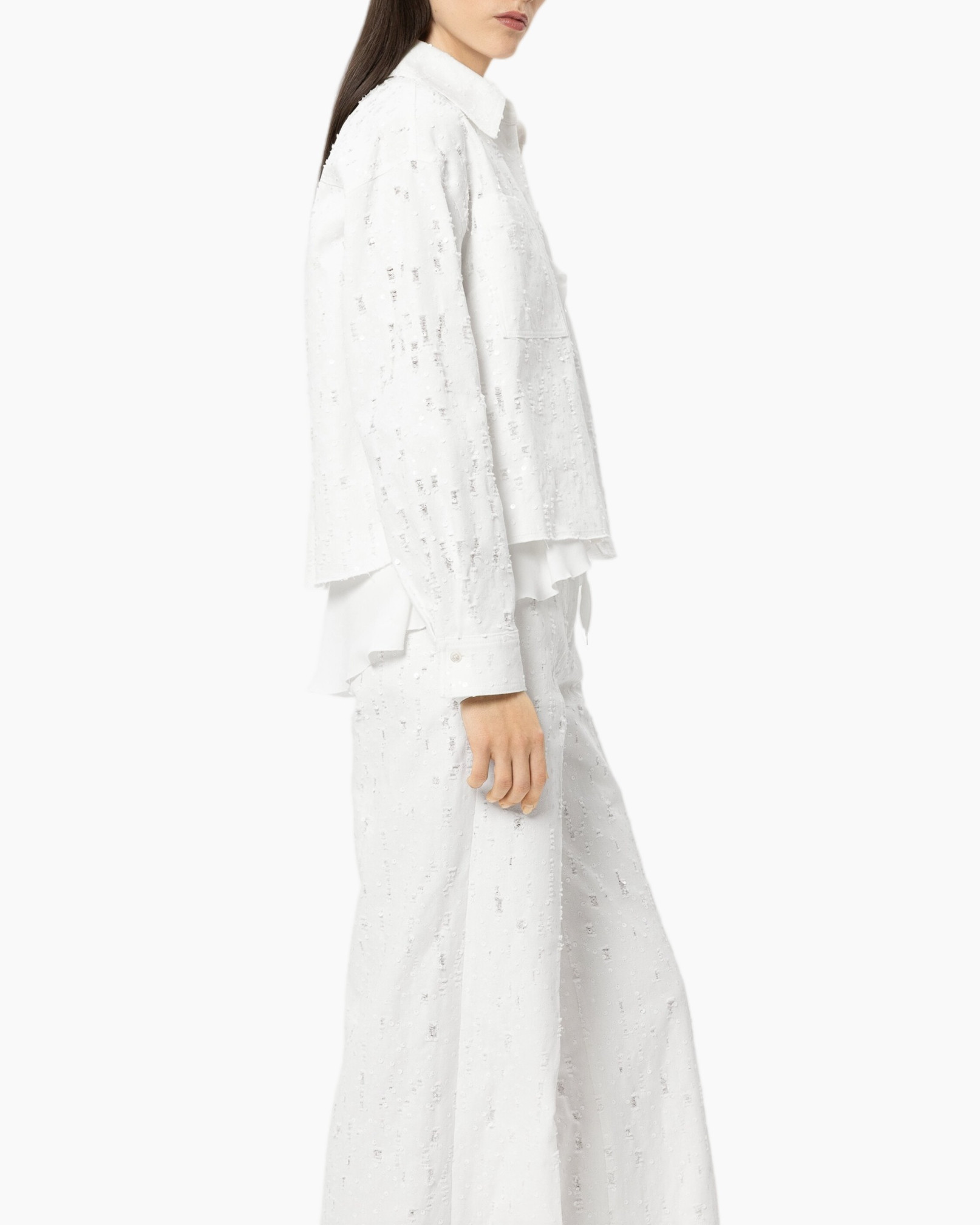 white, top, blouse, glitter, layered