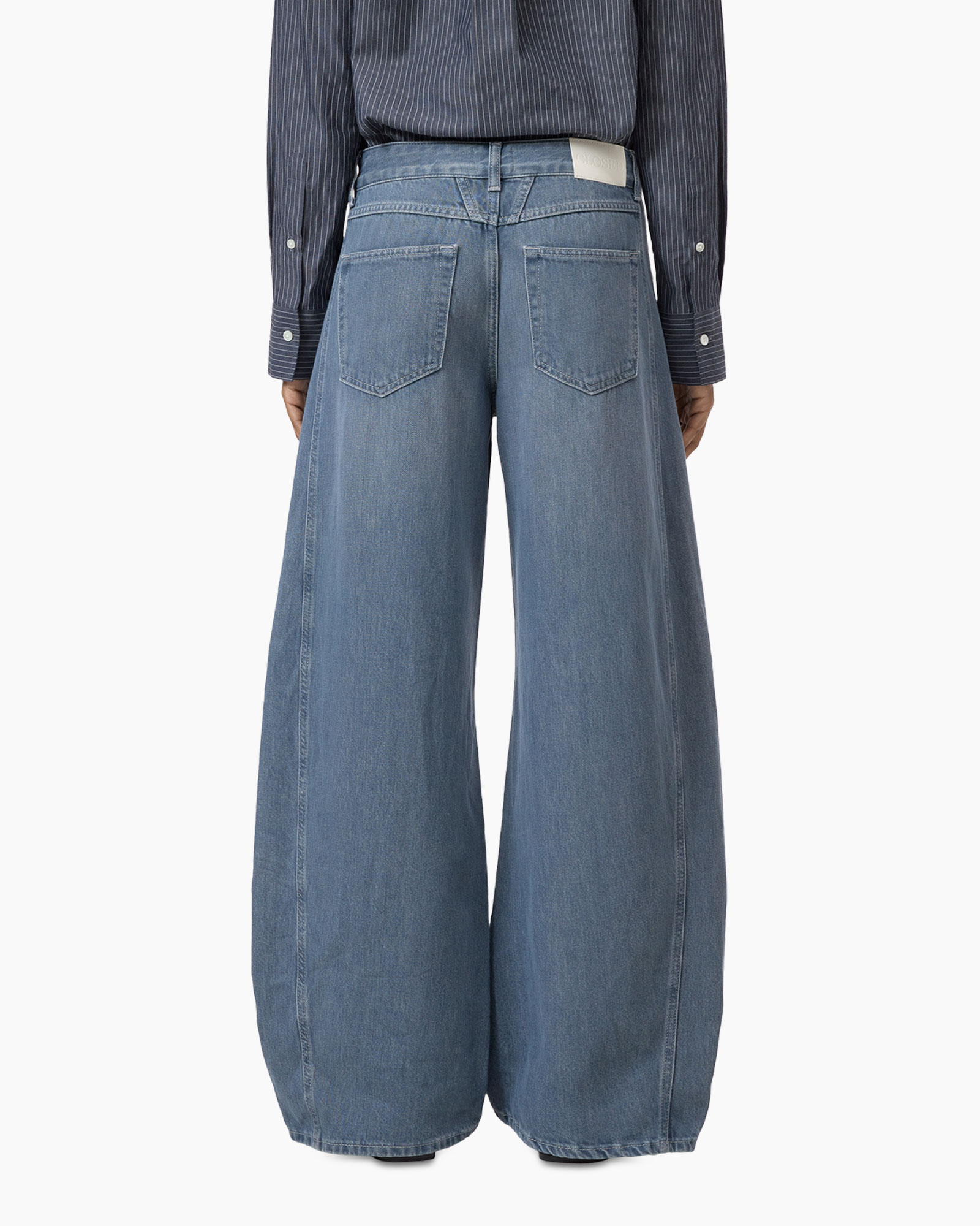 spijkerbroek, wijd uit model, denim, broek, zakken