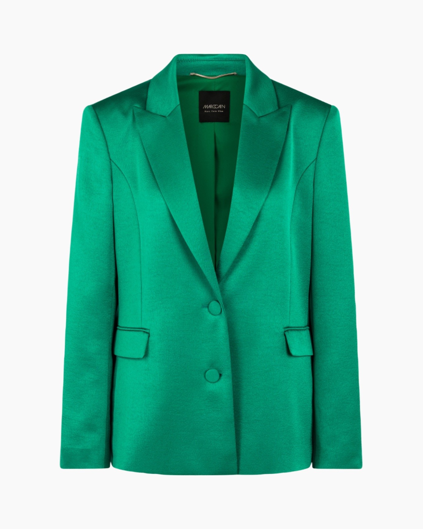 blazer, groen, enkele rij, knielap, twee-knopen