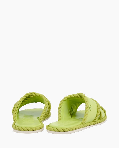 sandals, slides, flip-flops, green, woven-strap