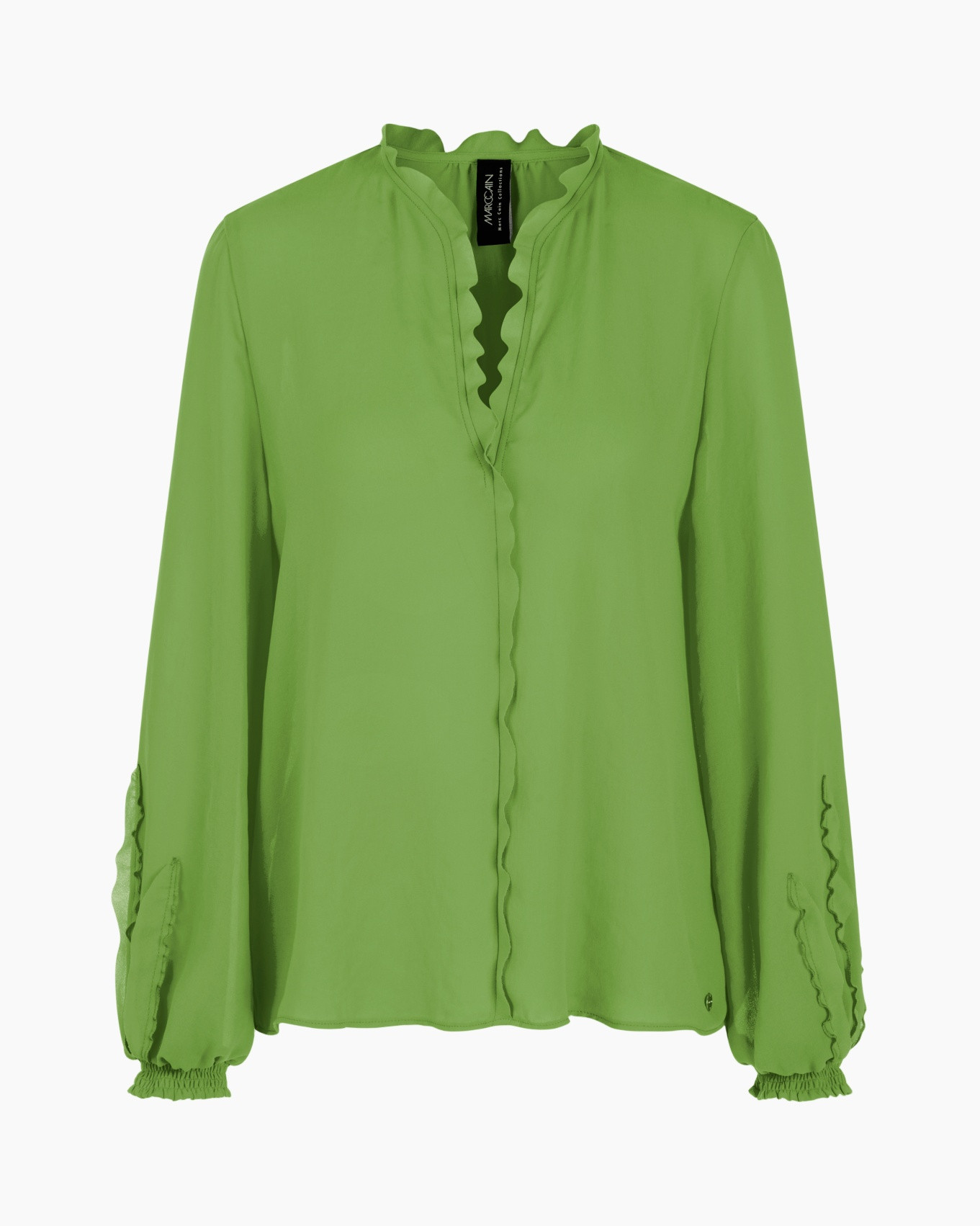 groen, blouse, lange mouw, schaaldraad/gebogen rand, rugged-edge