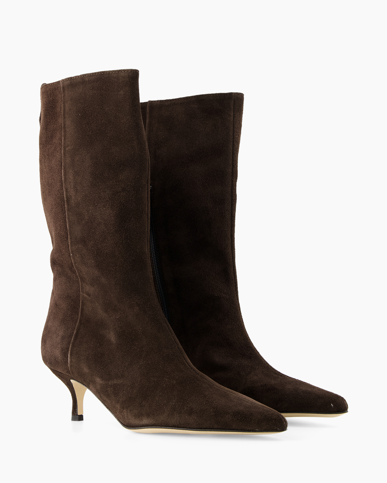 laarzen, enkellaarzen, kniehoge laars, suede, bruin