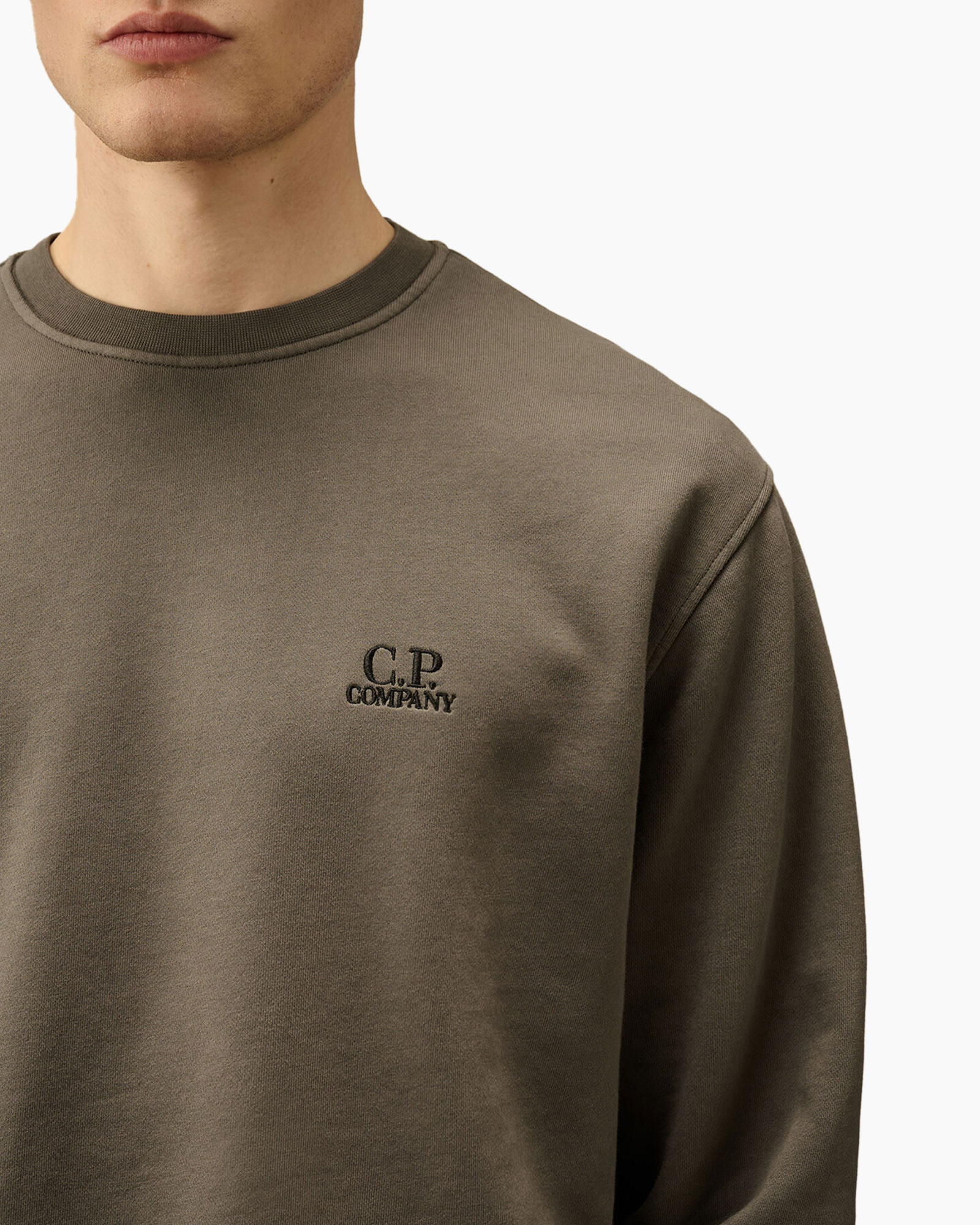Trui Cotton Diagonal Fleece Crew Grijs