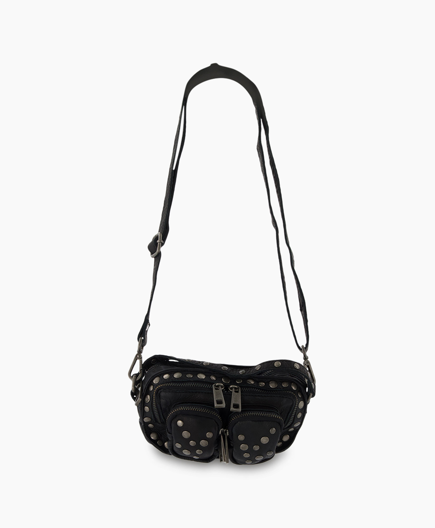 Crossbody Tas Helena Rivet Washed Black Zwart