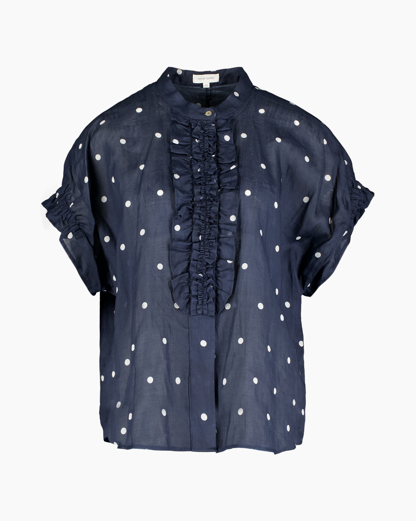 Blouse Ruffle Fancy Sleeve Donker Blauw