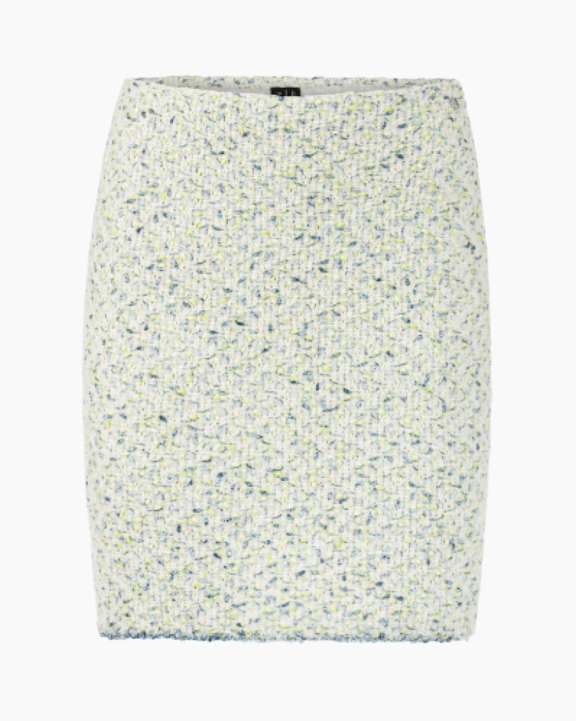 rok, textured, tweed, bolletjespatroon, neutraal-crème