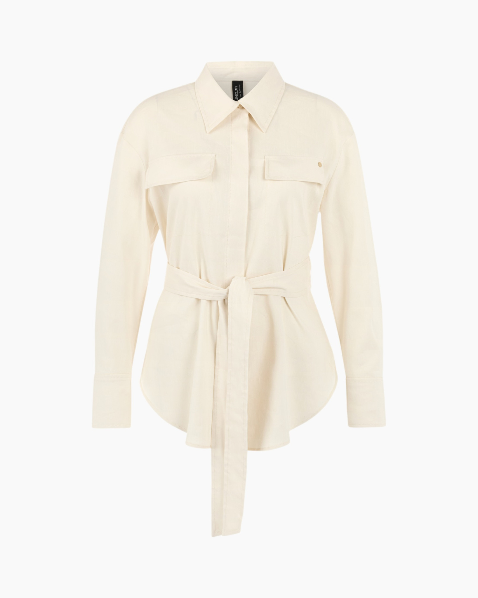 shirt, blouse, button-down, belted, pocketed