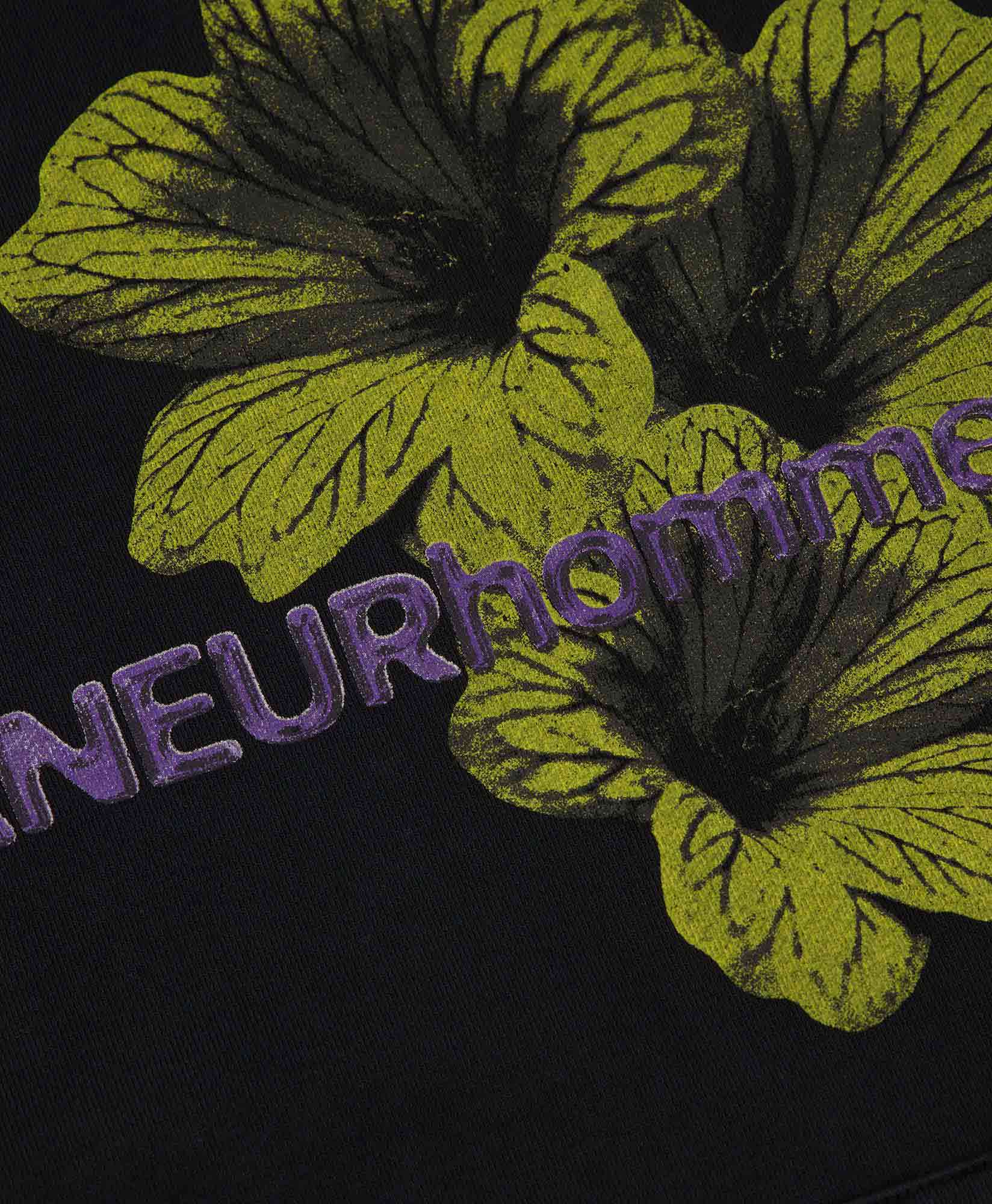 Flaneur Homme Hoodie Flaneur Flower Hoodie Zwart