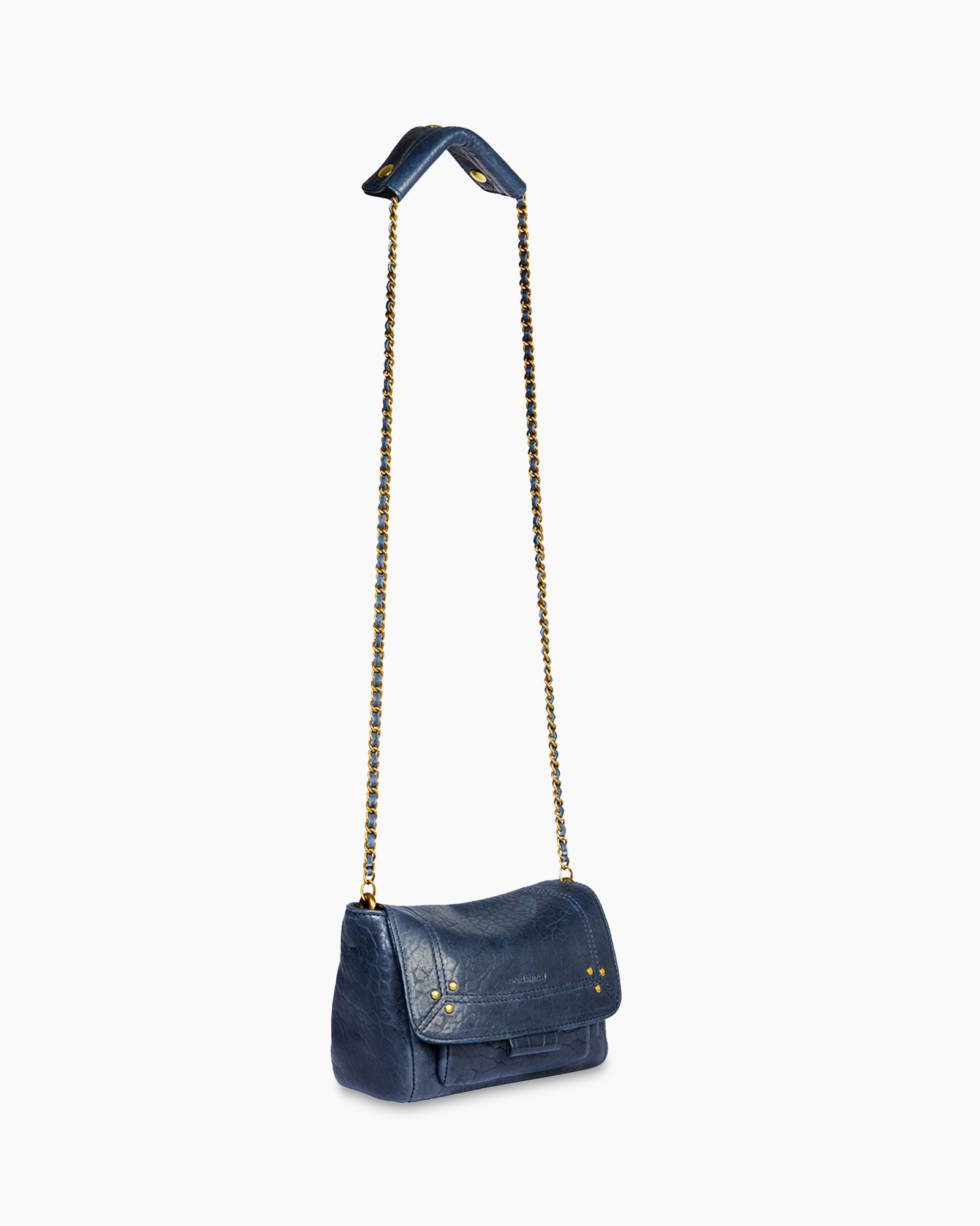 handtas, schoudertas, kettingriem, blauw, lederen