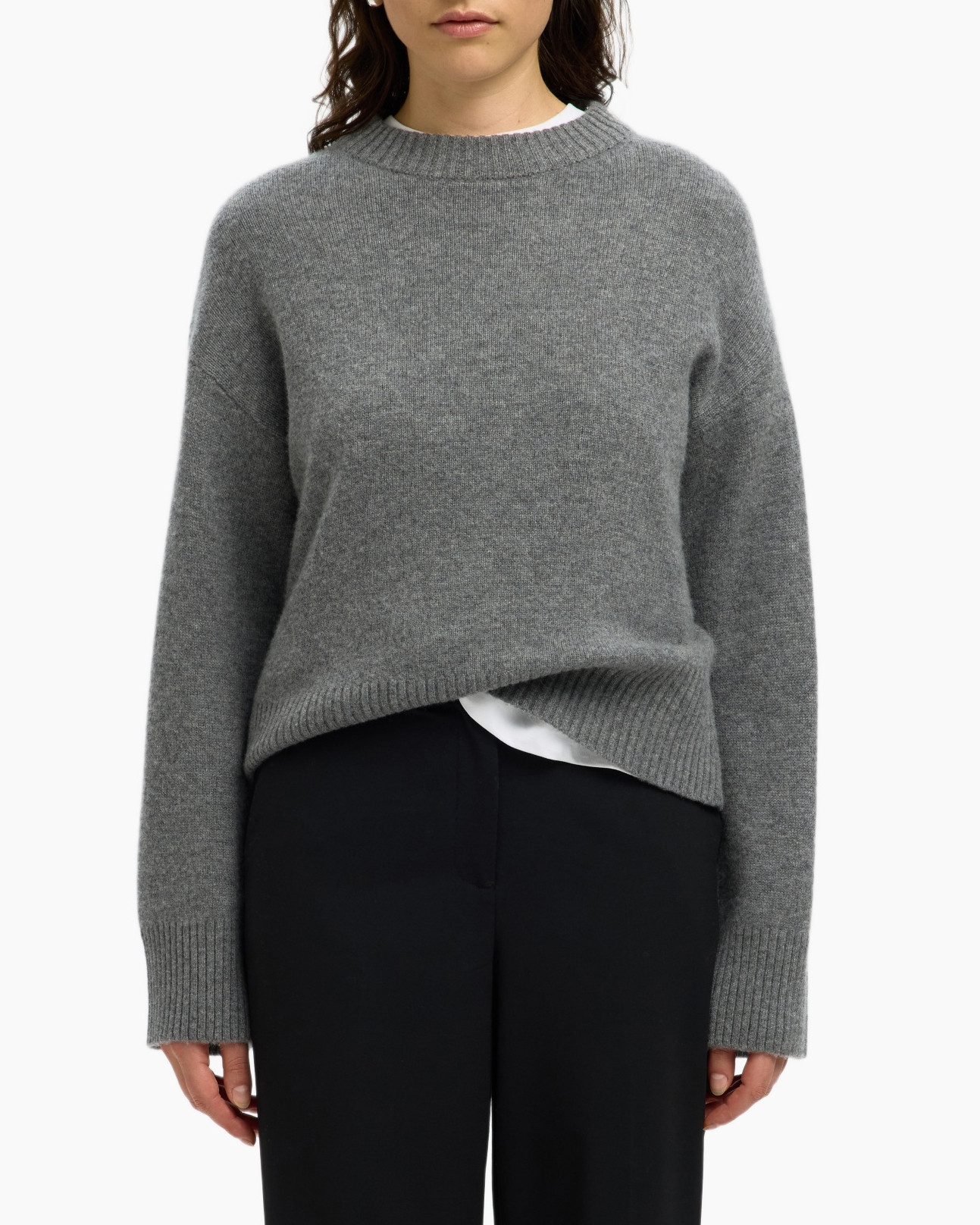 Trui Cille Cashmere Blend Ls Knit O-n Grijs