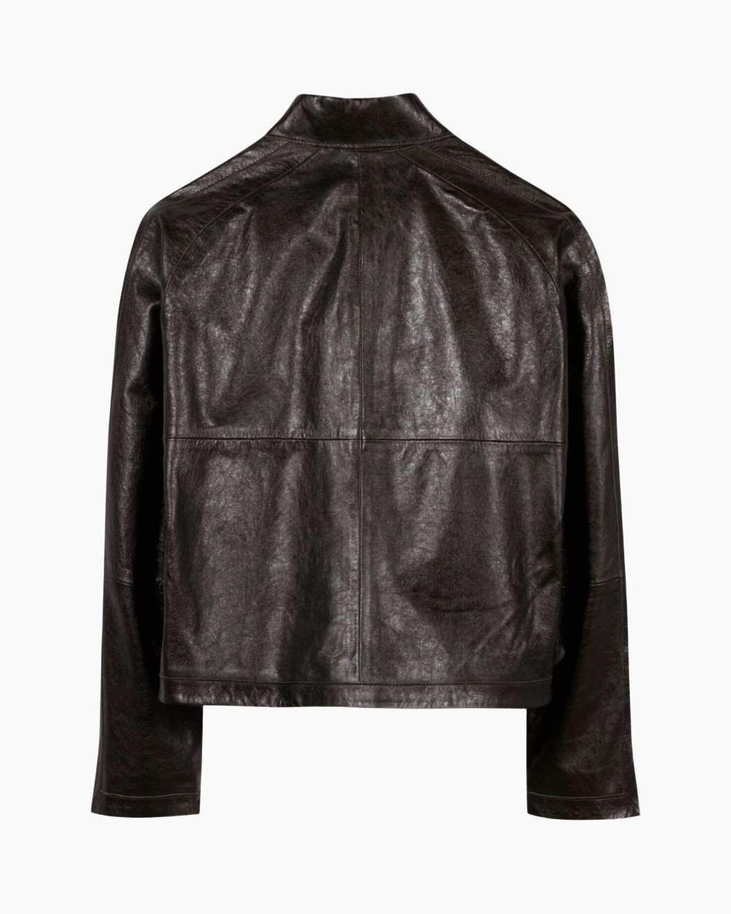 jacket, leer, zwart, achterzijde, lange mouwen