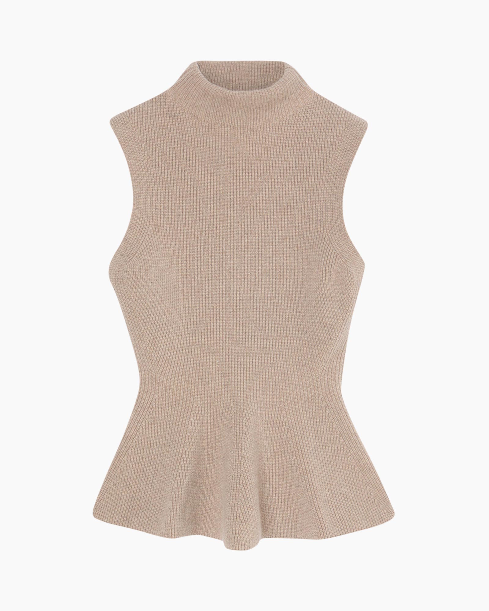Top Sculptural Sleeveless Knitted Taupe
