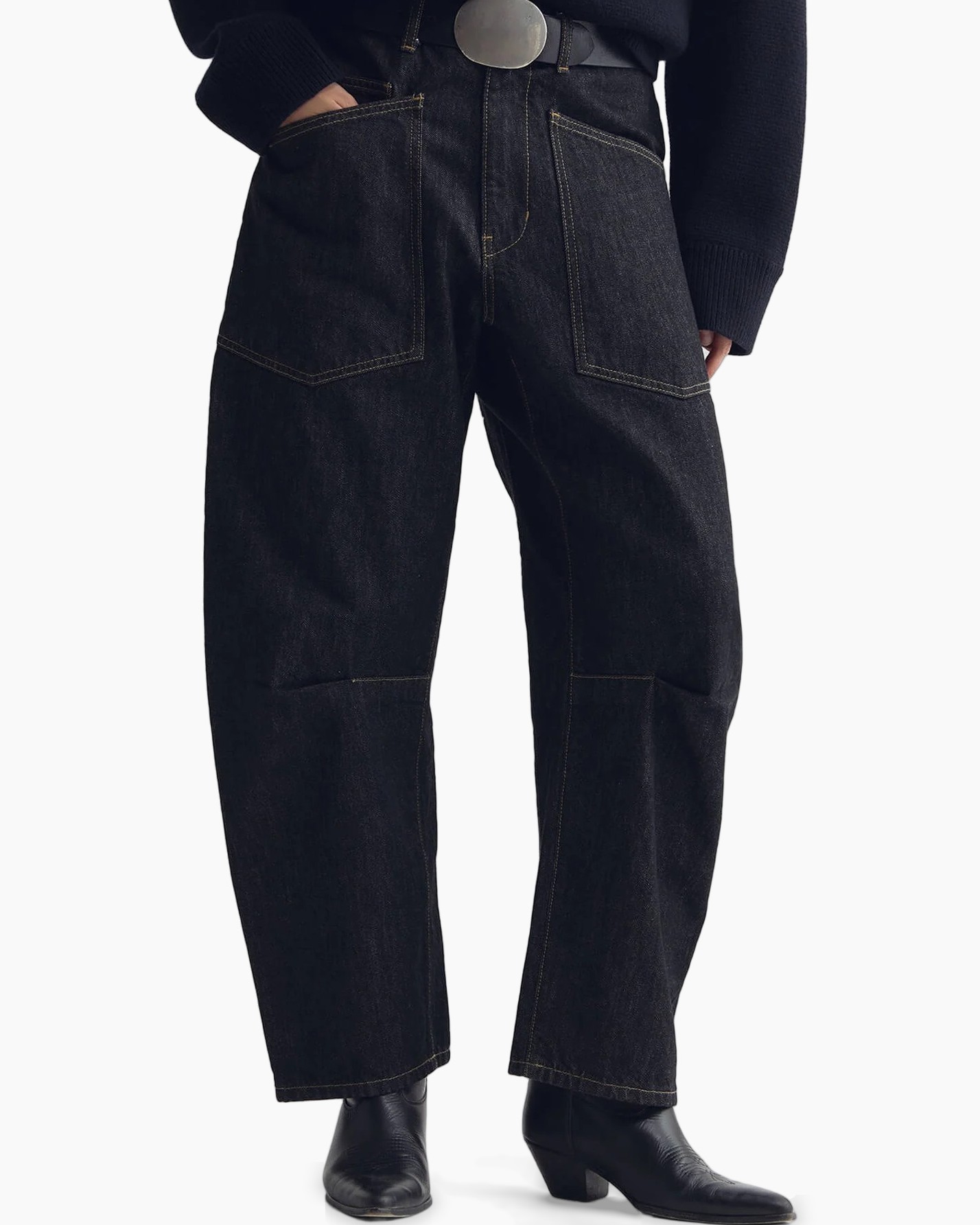 spijkerbroek,  denim,  wijdere pasvorm,  zakken,  zwart