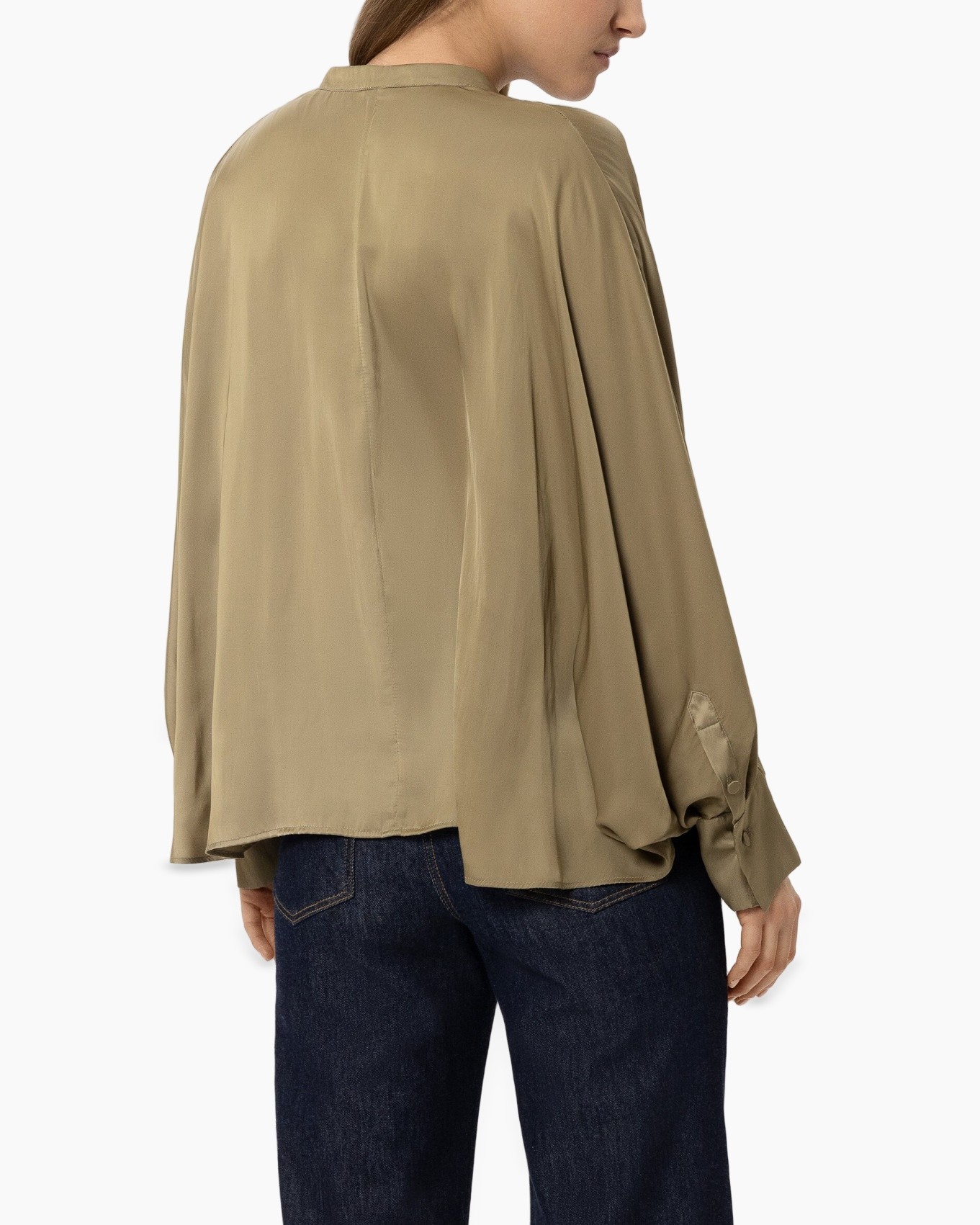 blouse, lange mouwen, silk-achtig, beige, rugzijde