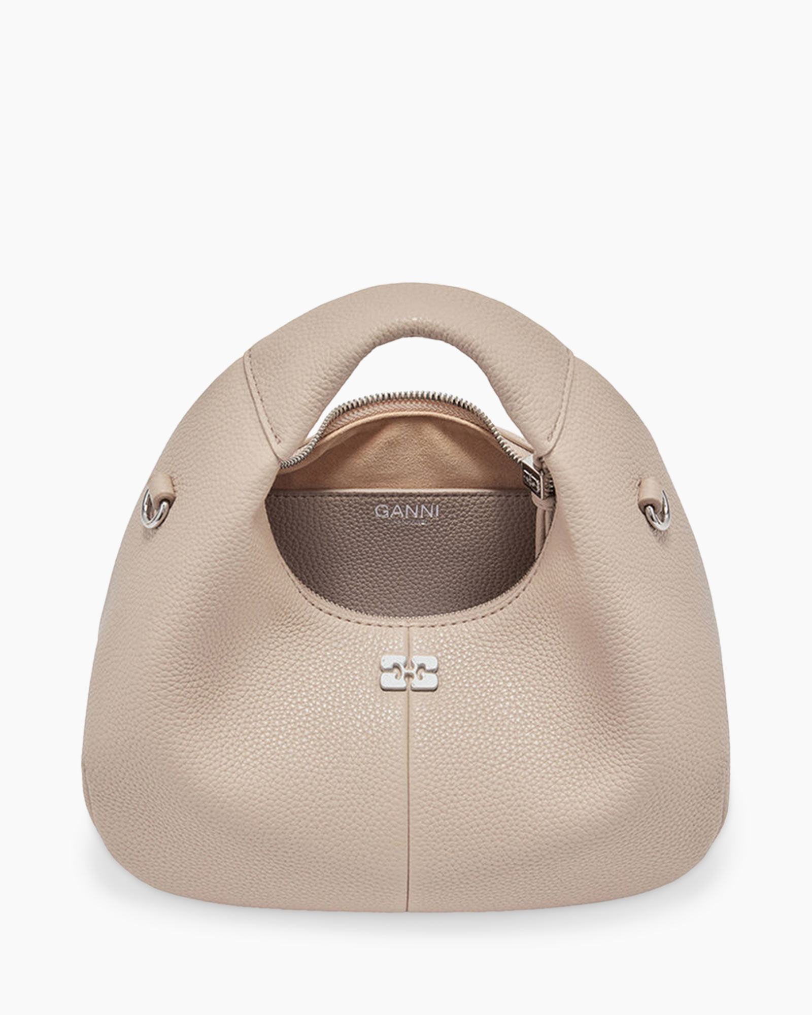 handtas, beige, geïmiteerd leer, bovenhandvat, ritssluiting