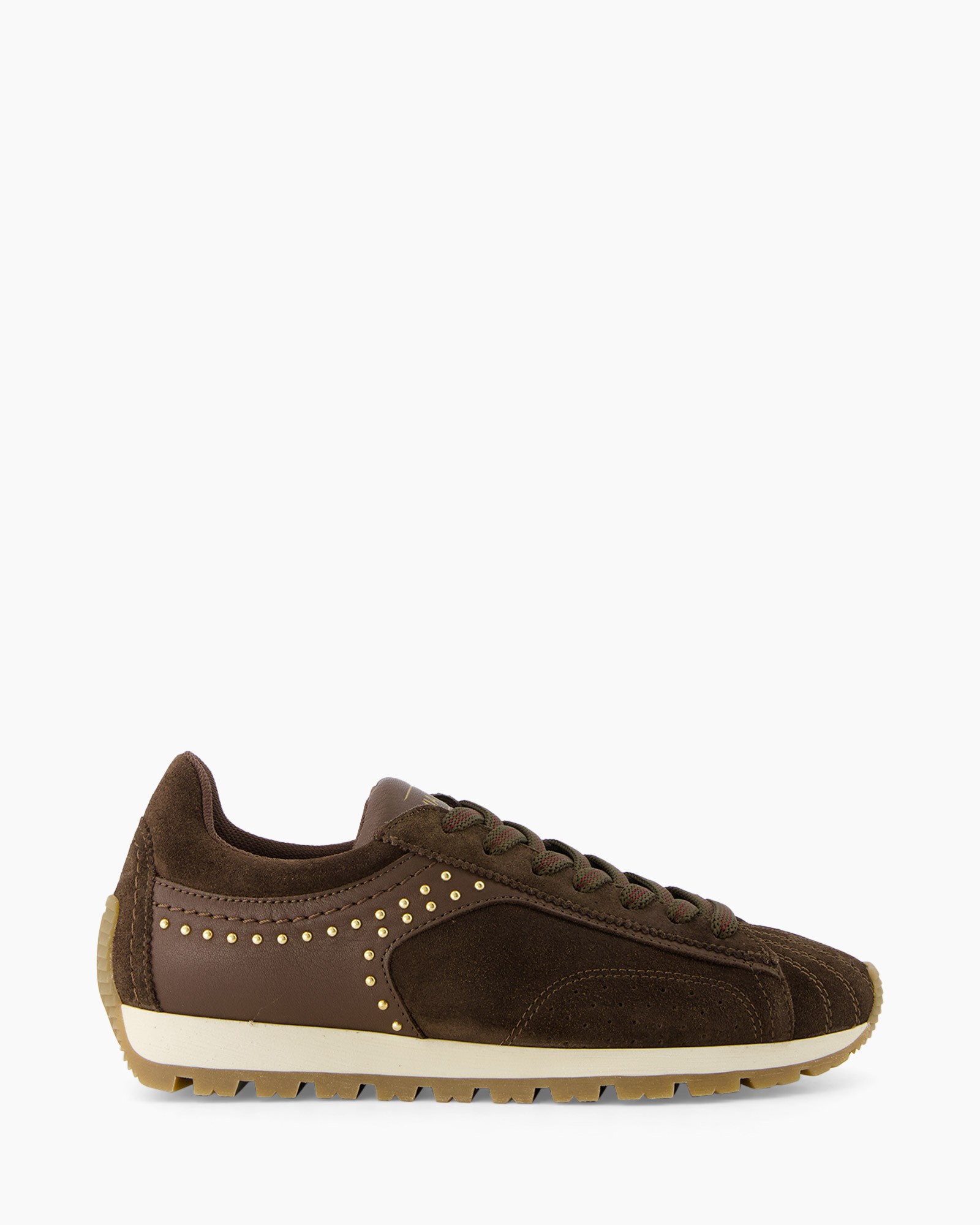 bruin, leer, suede, kraal, sneakers