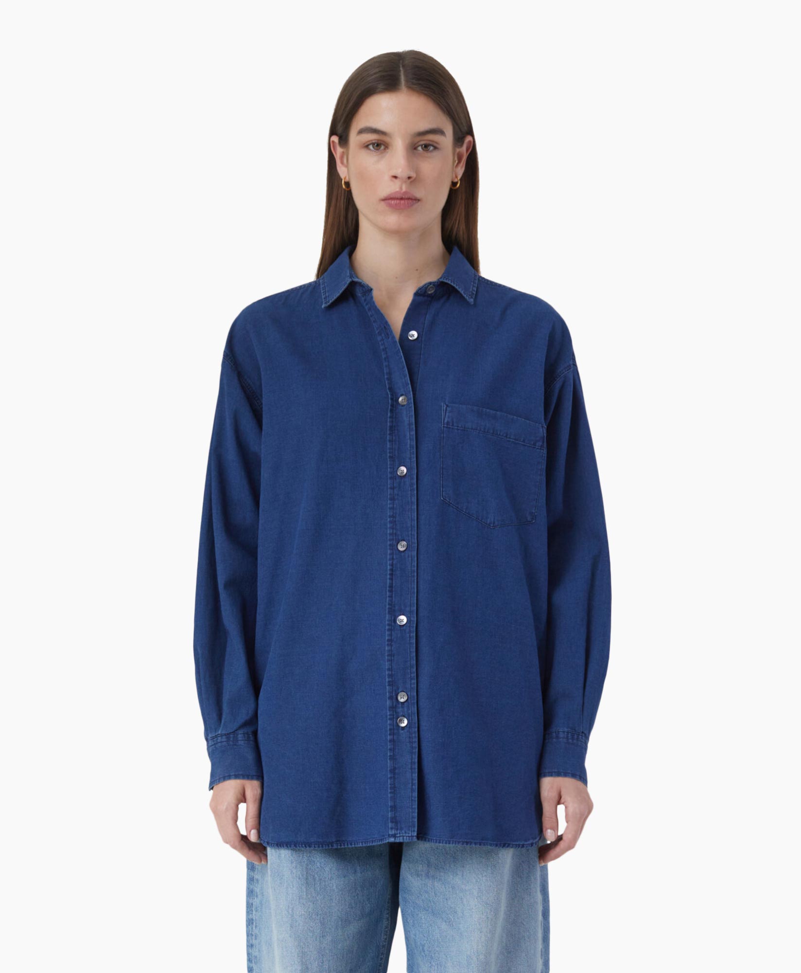 Closed Blouse Basic Shirt Blauw