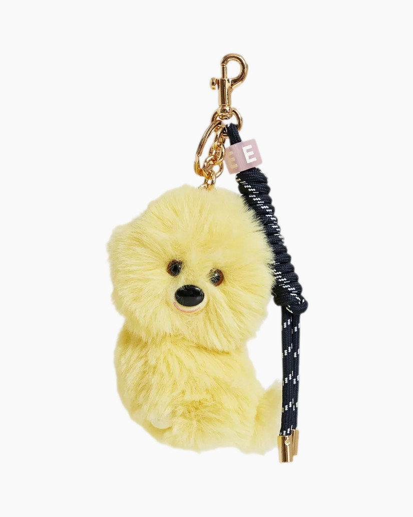 pom-pom, sleutelhanger, pluche hond, geel, knuffel