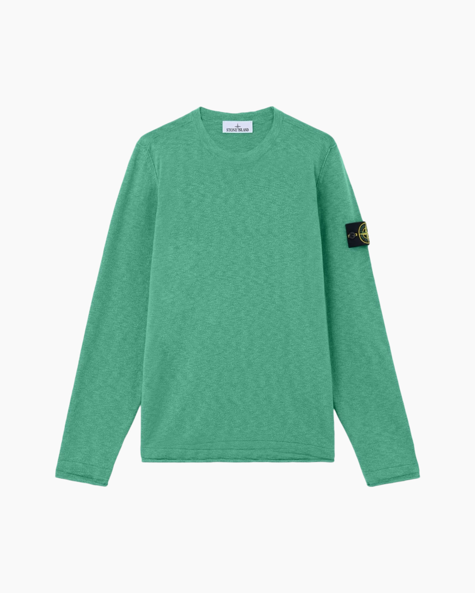 long-sleeve, green, crew-neck, cotton, solid