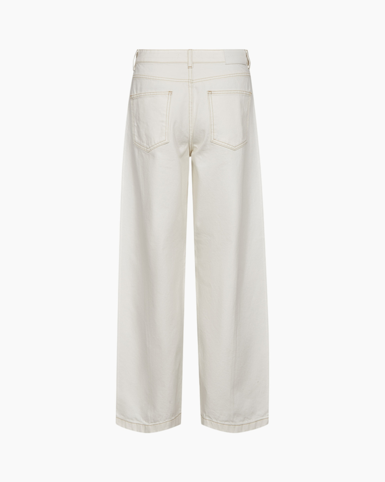 broek, spijkerbroek, wijdlopend, beige, middenhoog