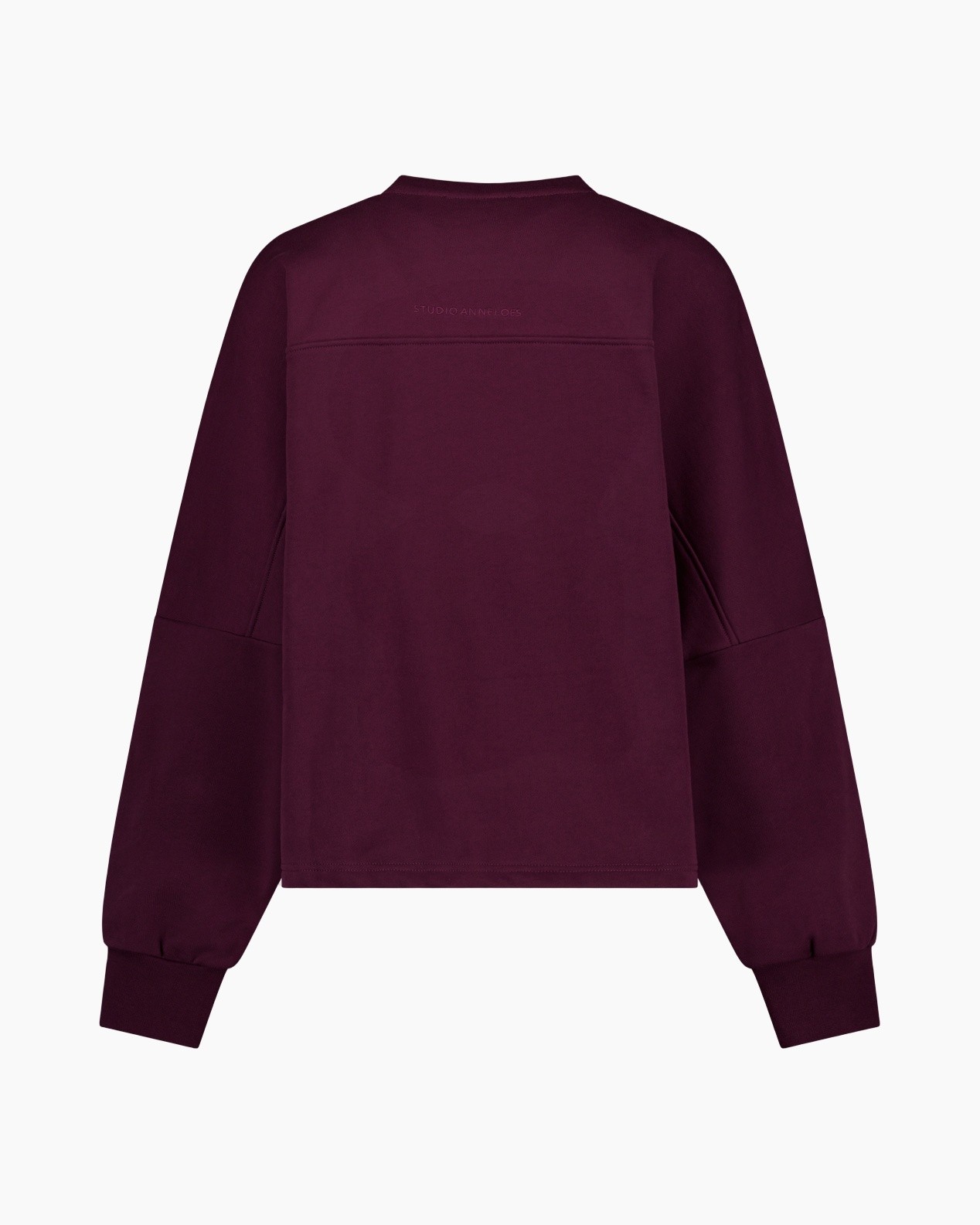 sweatshirt, langer mouw, bordeaux, trui met ronde hals, katoen