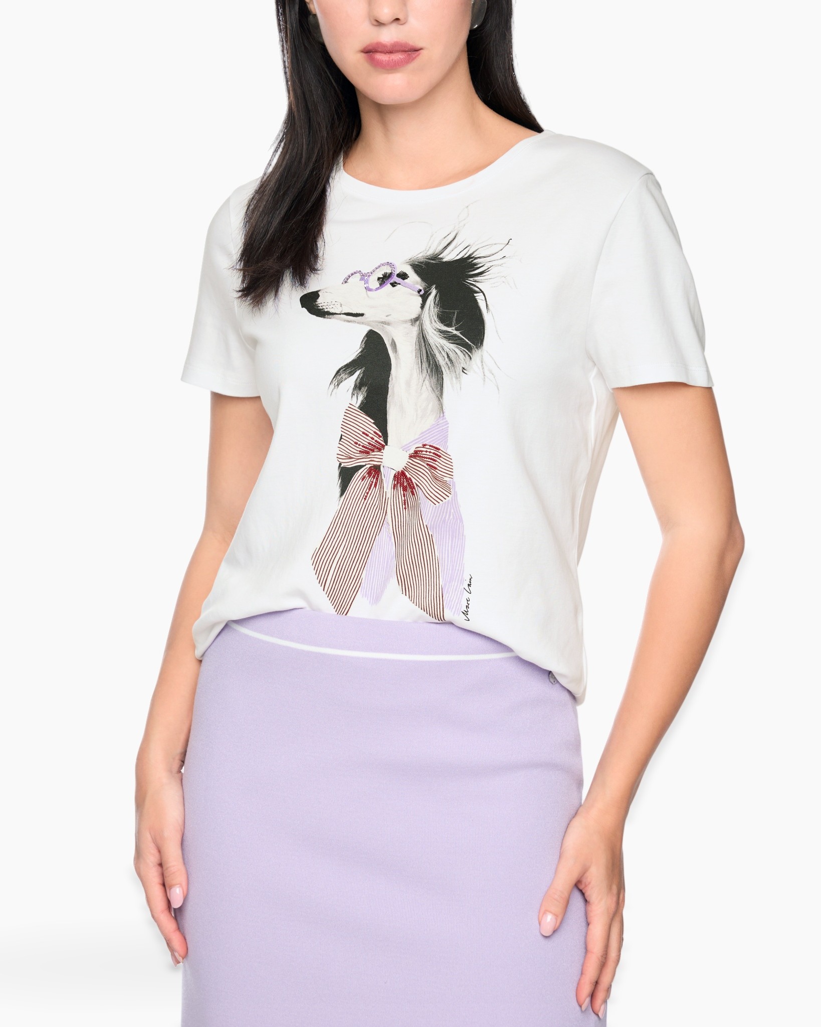 t-shirt, grafische, halsband-knoop, strik, wit