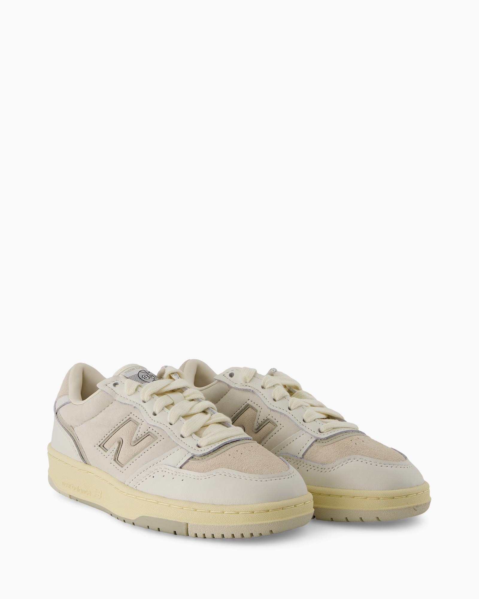 sneakers, crème, leer, suède, casual